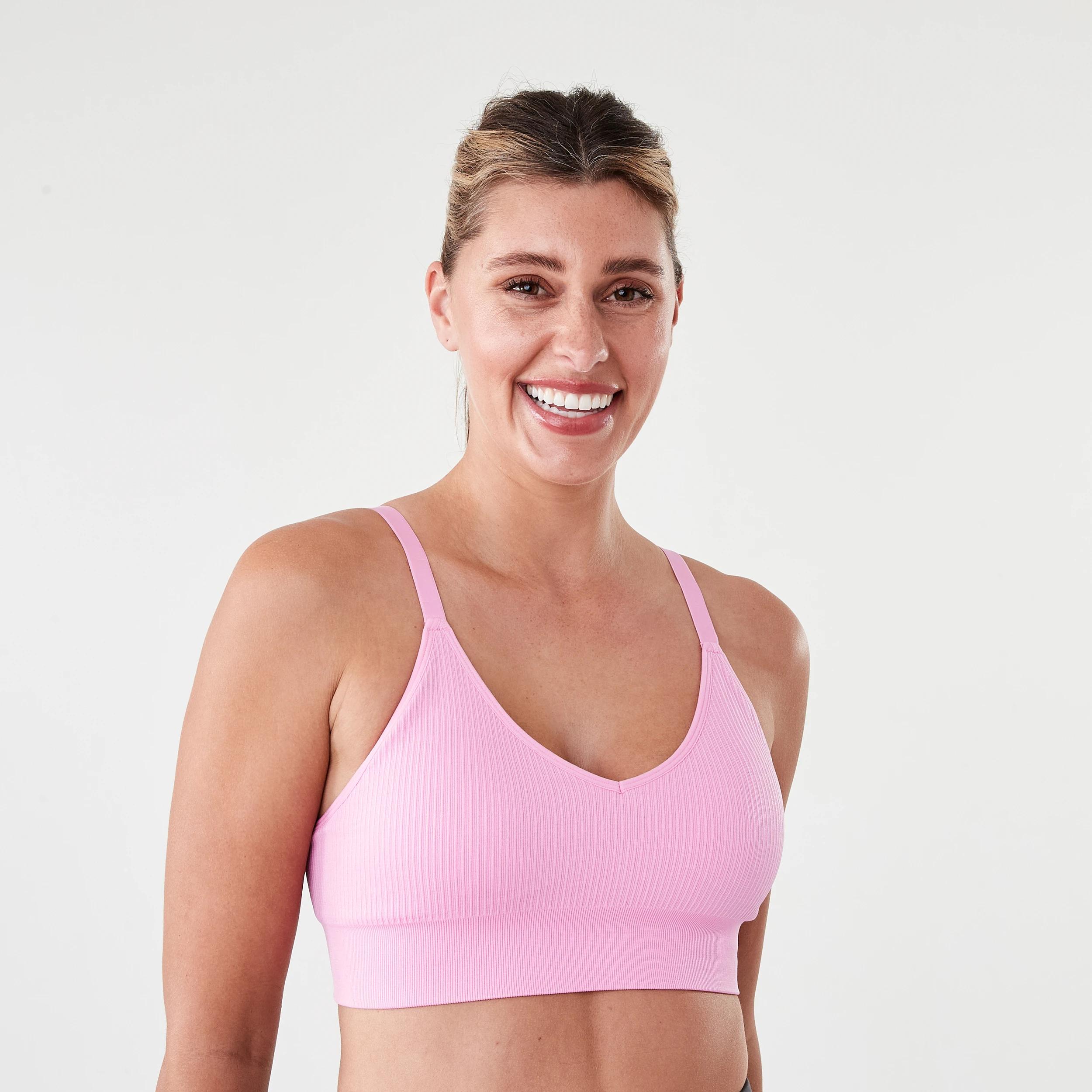 1 Sports Medium Support Seamfree Crop Top Beg Pink, 1 of 6