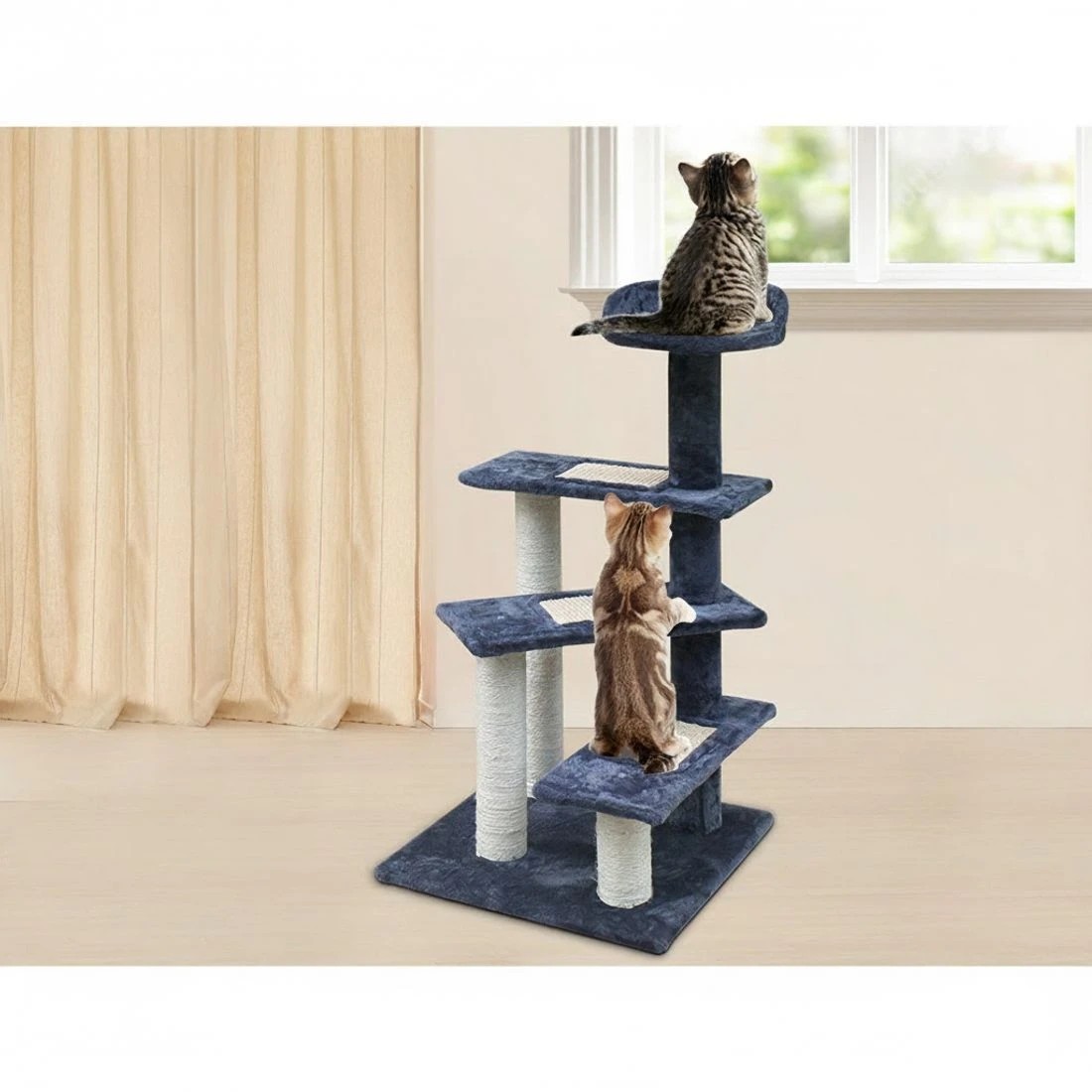 5 i.Pet Cat Tree 100cm Scratching Post Scratcher Tower Wood Condo House Trees Bed - Grey, 5 of 7