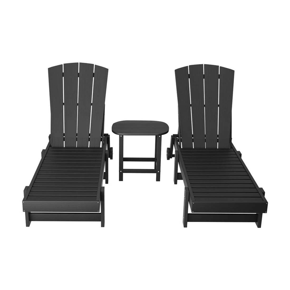 3 Gardeon Sun Lounge Lounger Table and Chairs Beach Chair HDPE Patio Outdoor Furniture - Black, 3 of 7