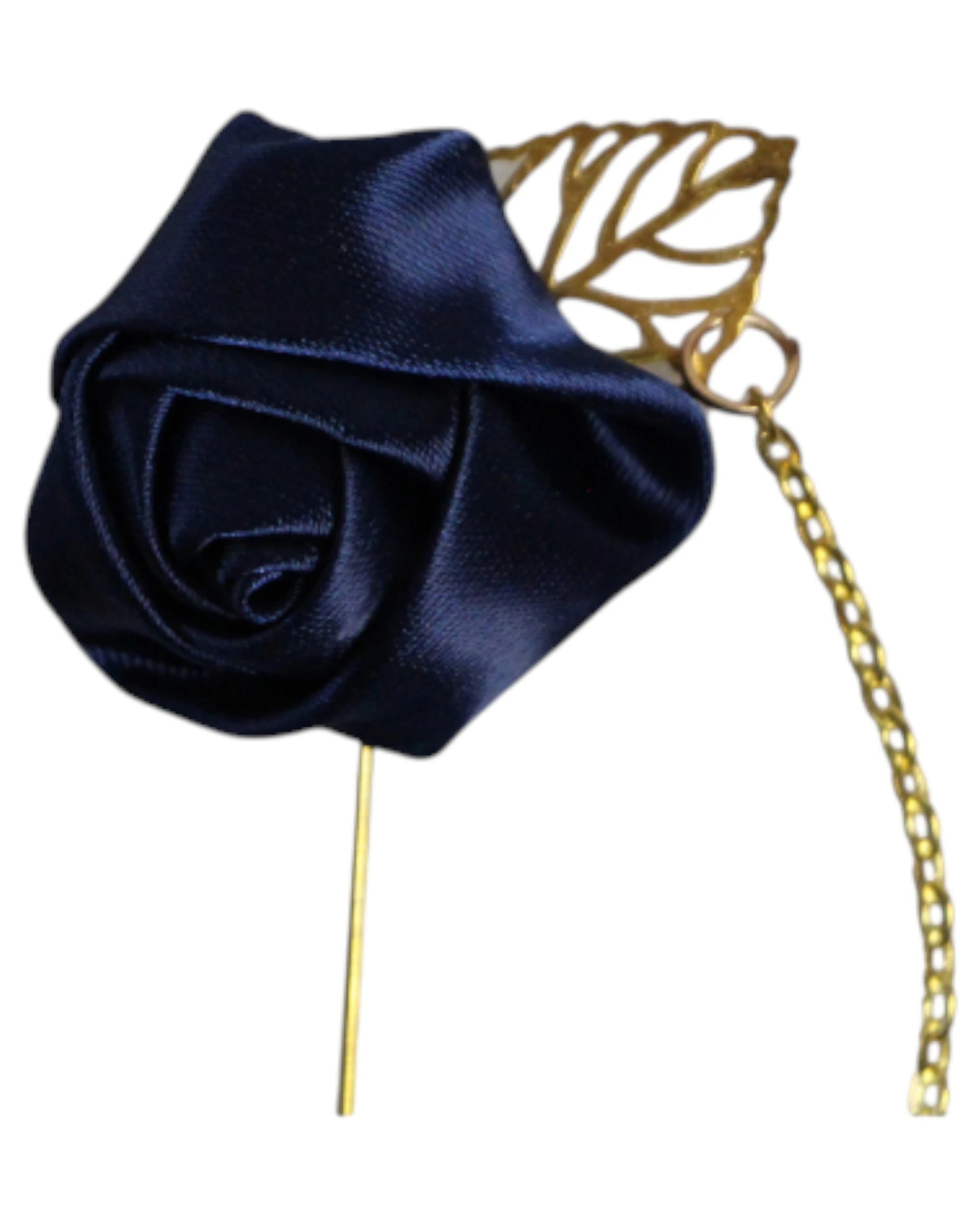 3 Zasel Womens Navy Rose With Gold Leaf Flower Suit Blazer Jacket Lapel Pin - Multi, 3 of 3