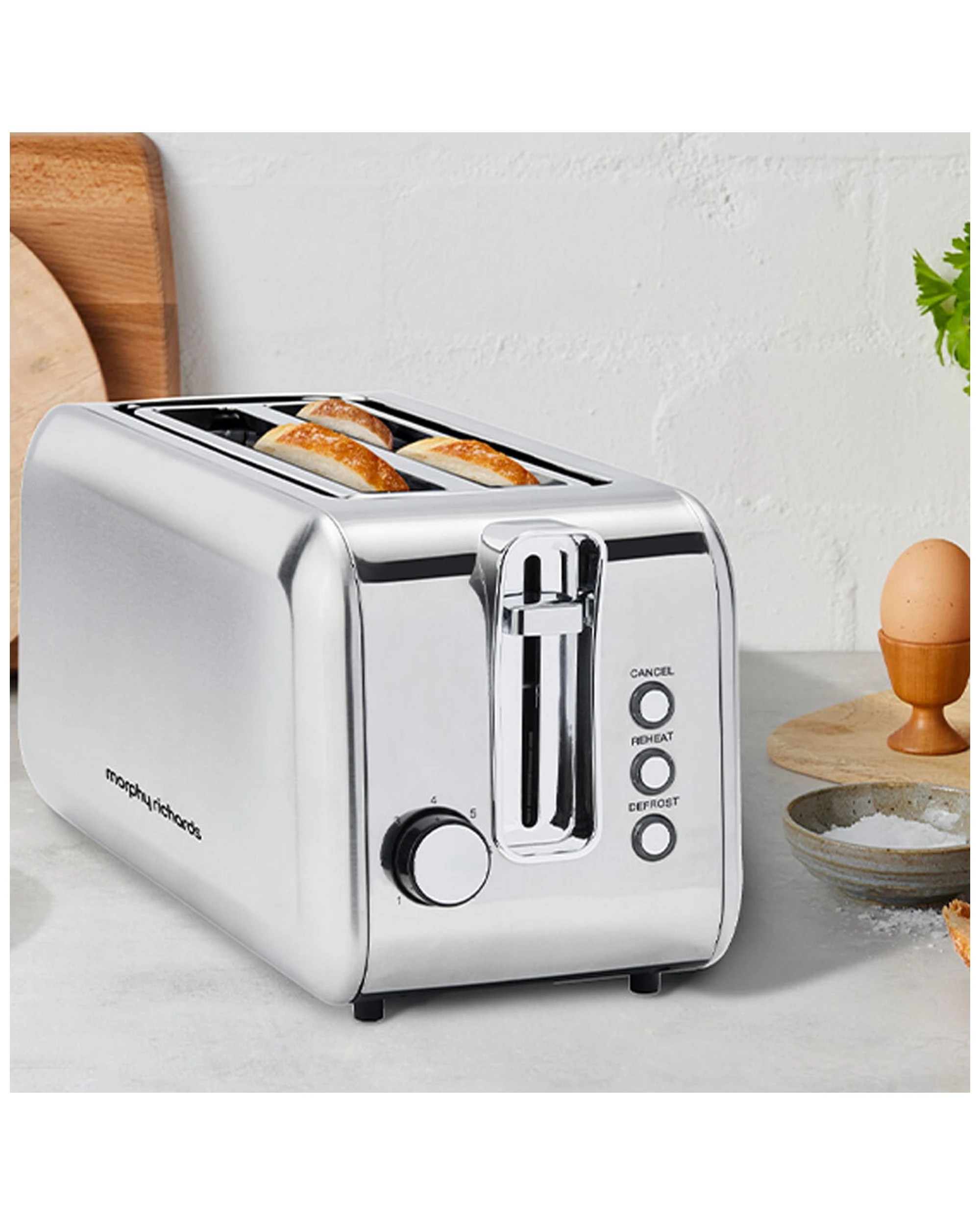2 Morphy Richards Electric Slim Kitchen Equip 4 Slice Long Slot Toaster 1450w - Silver, 2 of 5