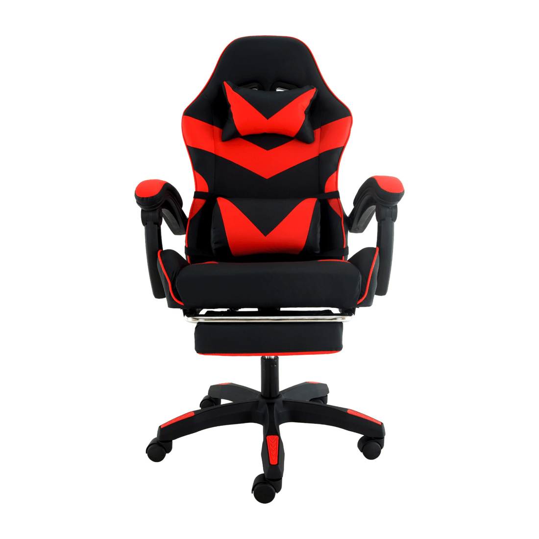 2 Sarantino Cueva Reclining High Back Office Gaming Chair with Retractable Footrest Office Computer Seating Black Red, 2 of 9