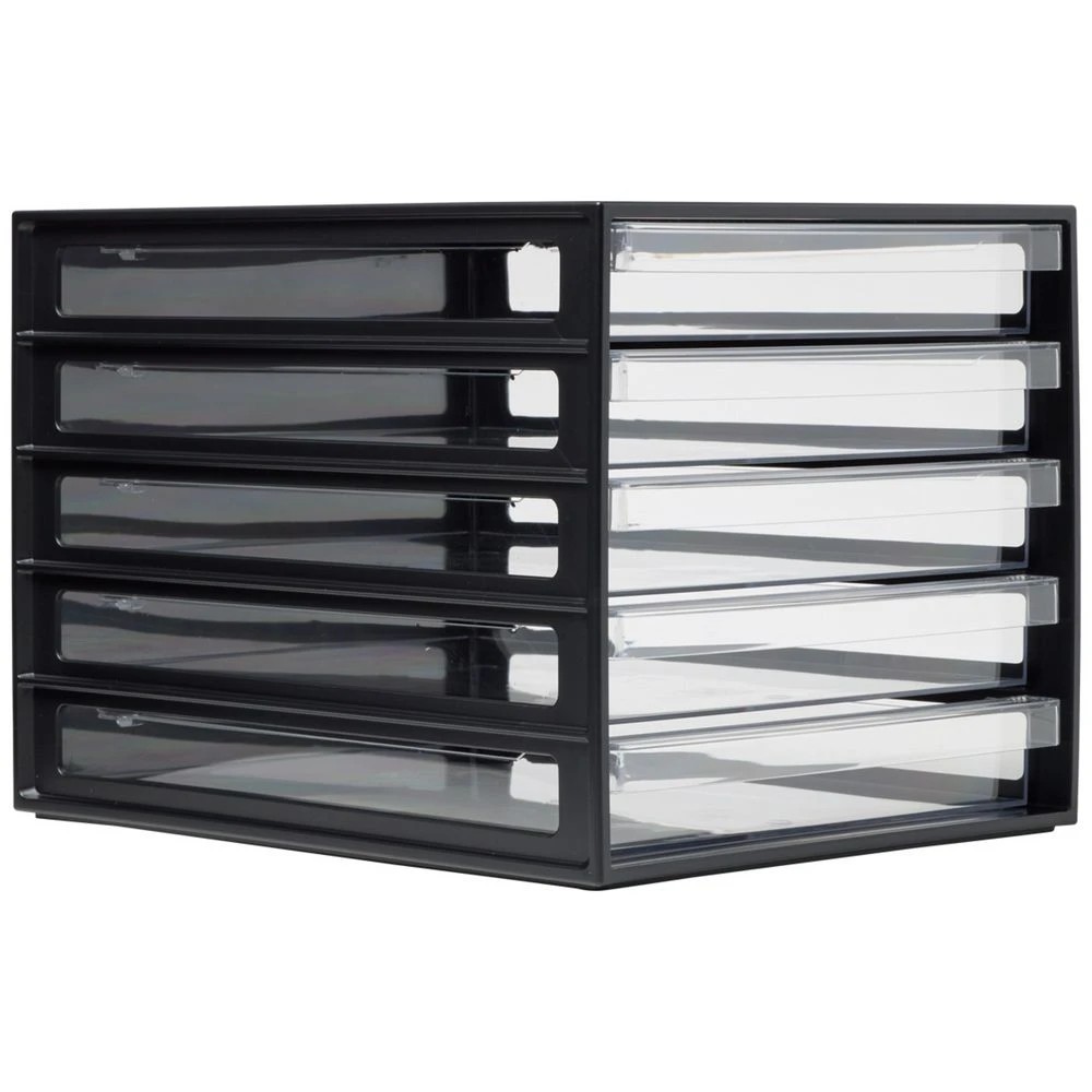 1 J.Burrows Desktop File Organiser 5 Drawer Black, 1 of 4