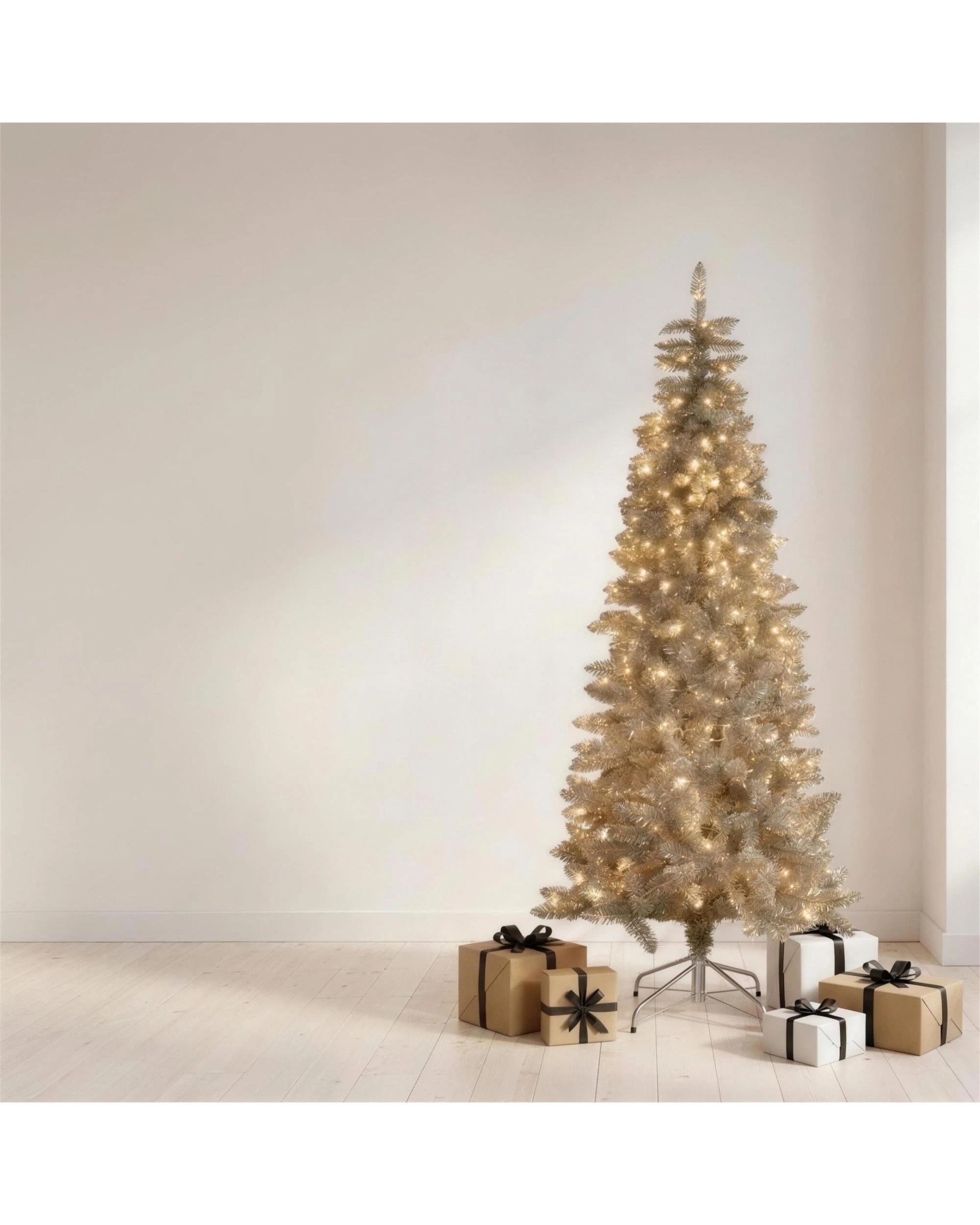 4 Christabelle 2.1m 7ft Silver Tinsel Christmas Tree Pre Lit Warm White LED Retro Artificial Indoor Xmas Decor Home, 4 of 4