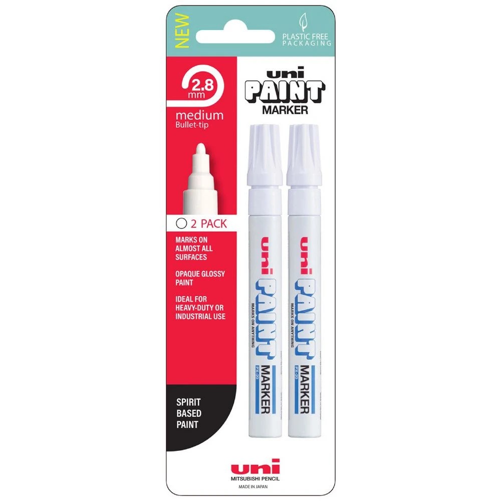 1 Uni PX-20 Paint Marker White 2 Pack, 1 of 2