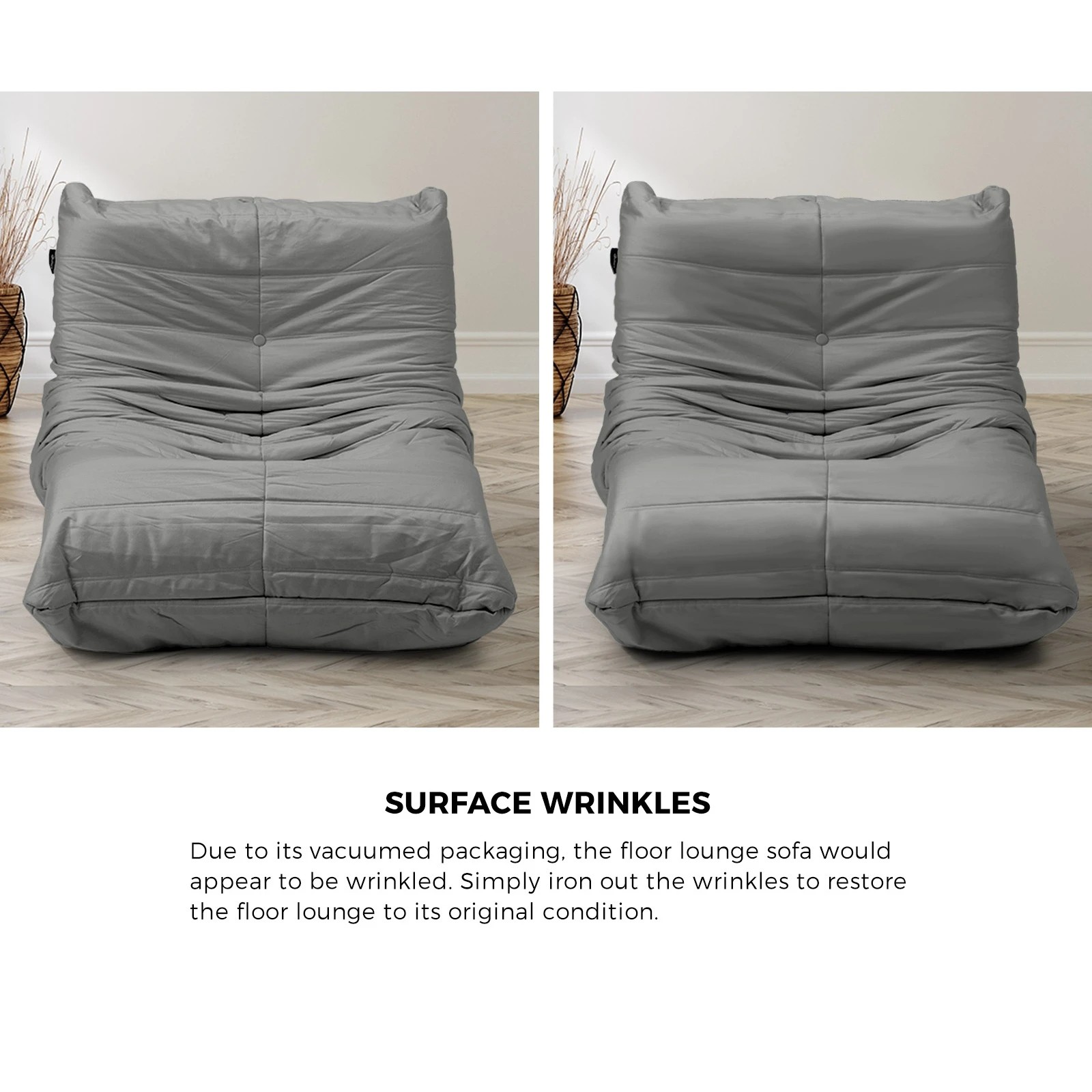 9 Oikiture Floor Sofa Accent Chair Lazy Couch Lounge - Grey, 9 of 10