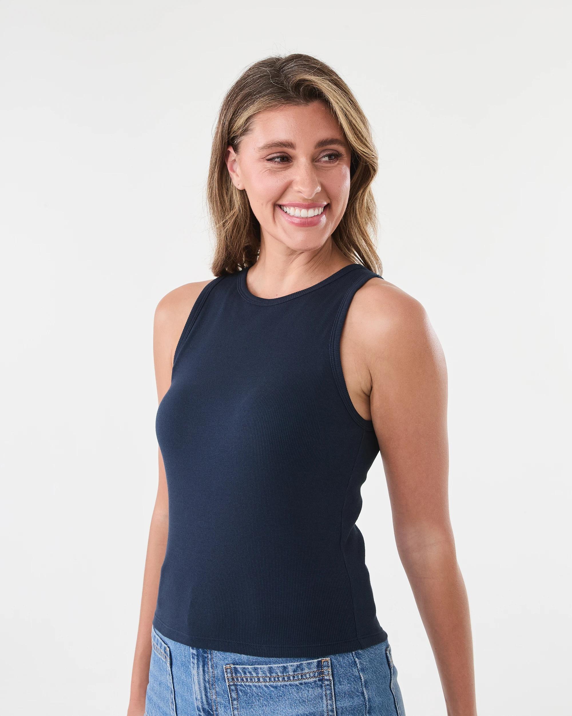 2 Sleeveless Shelf Bra Tank Blu Pcoat, 2 of 5