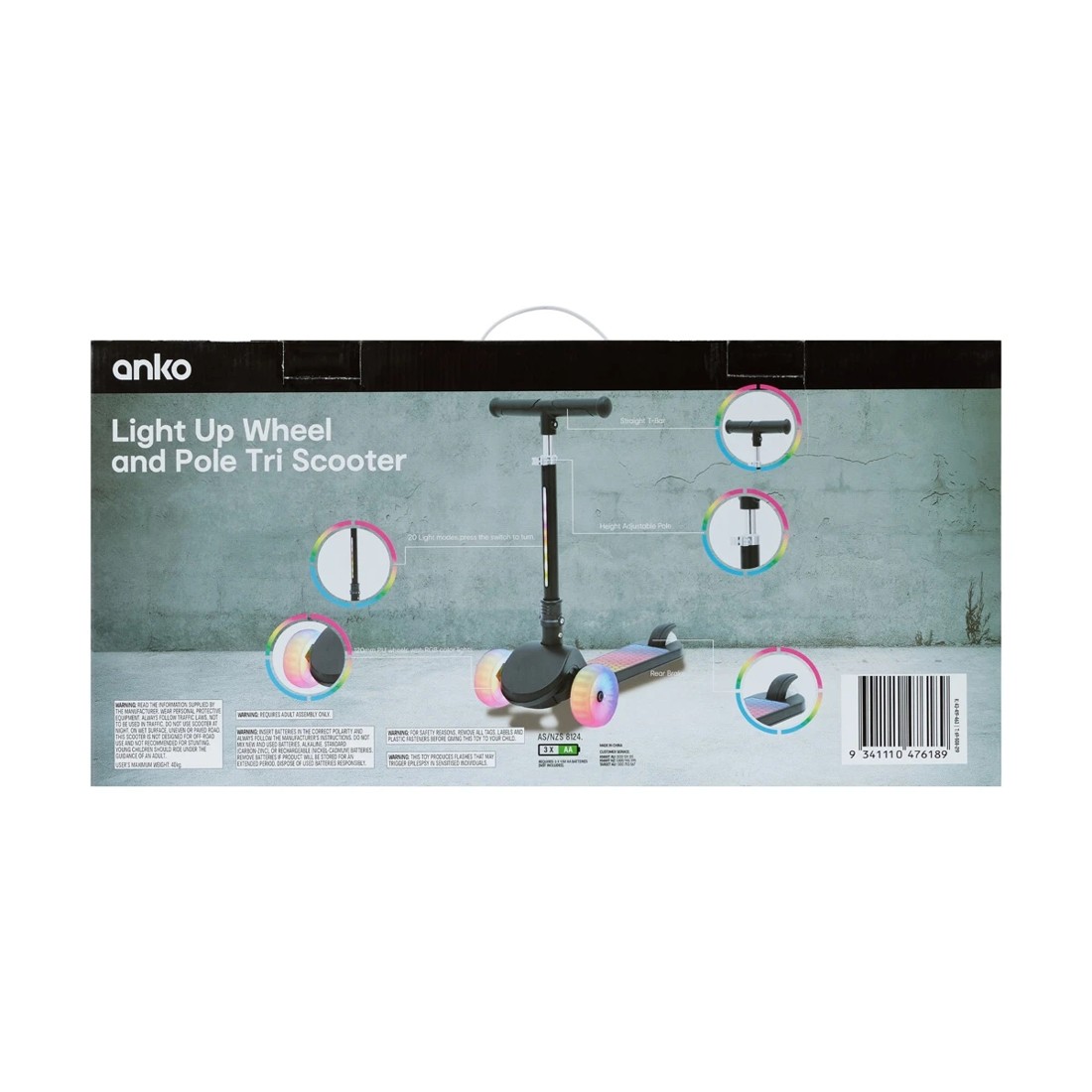 10 Light Up Tri Scooter - Black, 10 of 10