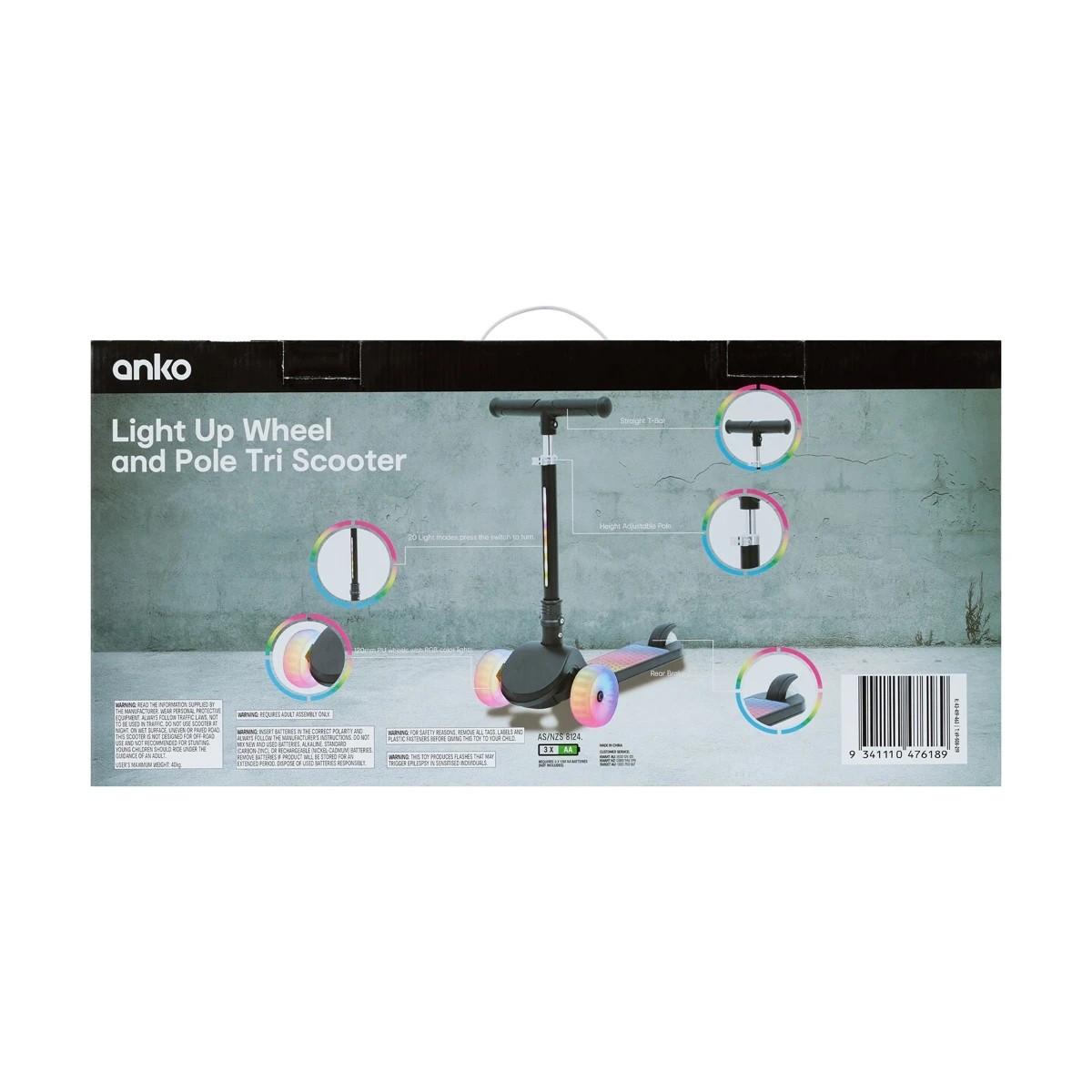 10 Light Up Tri Scooter - Black, 10 of 10