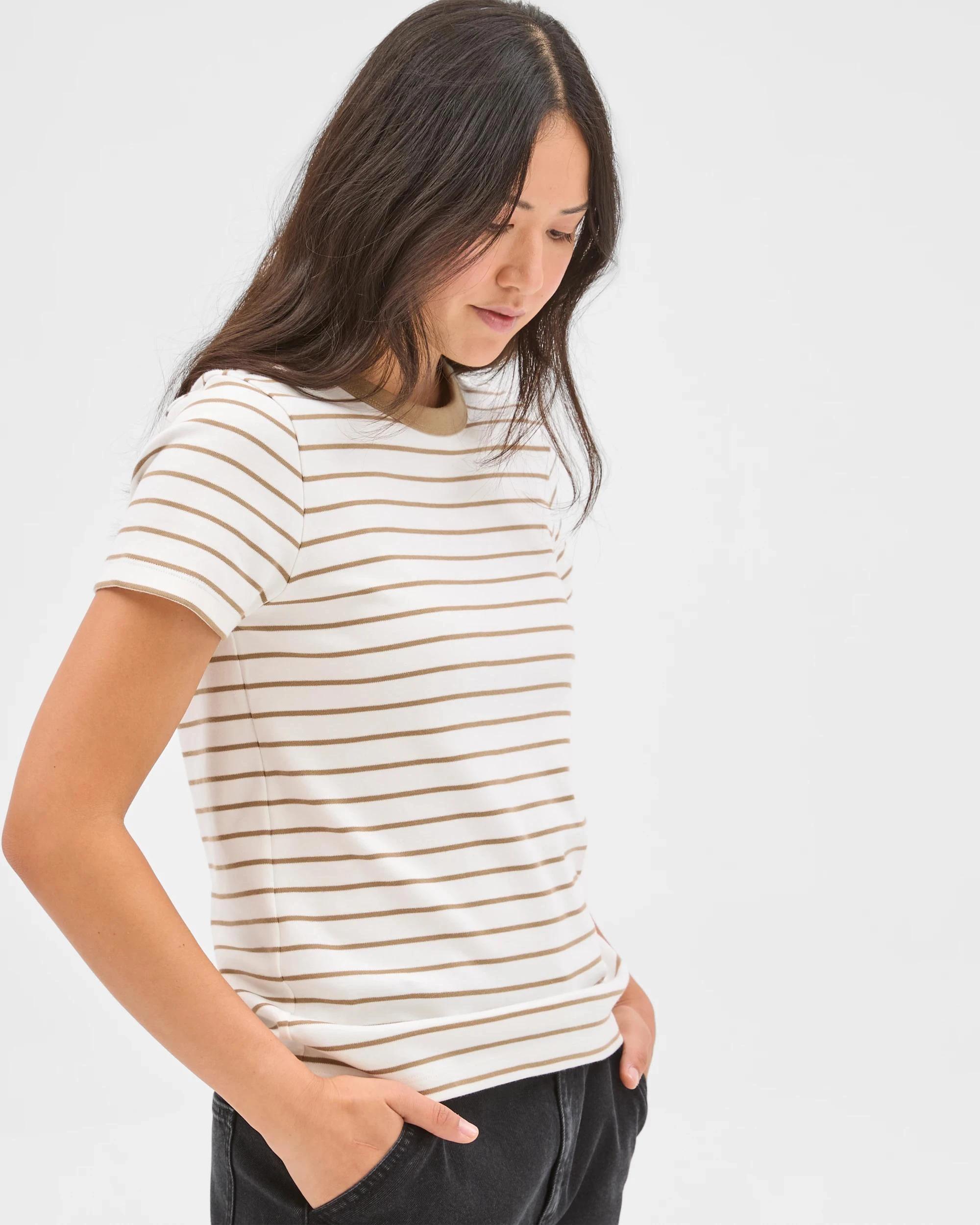 6 Target Woman Australian Cotton Interlock Neat T-Shirt CLOUD DANCER/LEAD GREY, 6 of 7