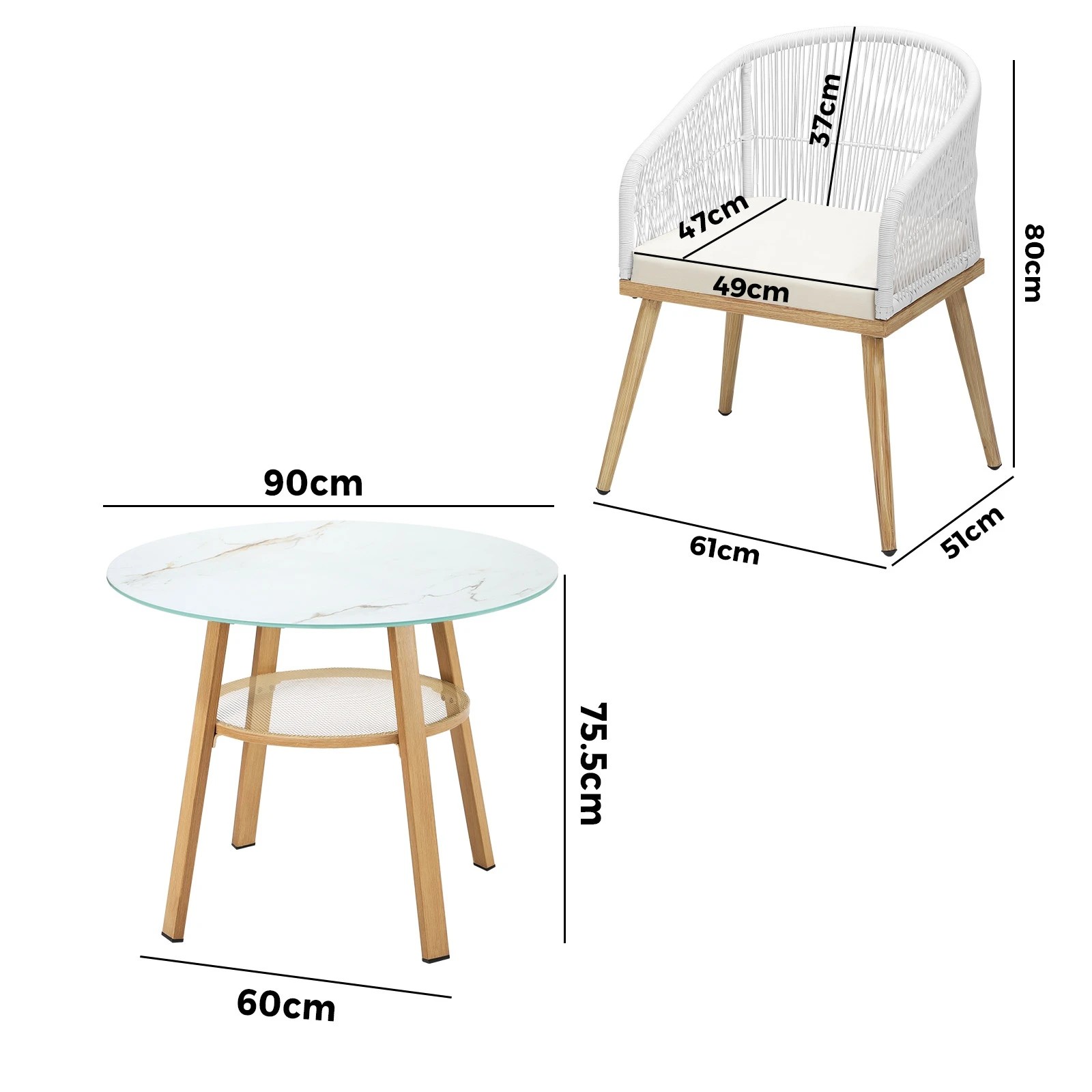 3 Livsip Outdoor Dining Set Table Lounge Chairs Patio Furniture Setting 5 Piece
 - Multi, 3 of 7