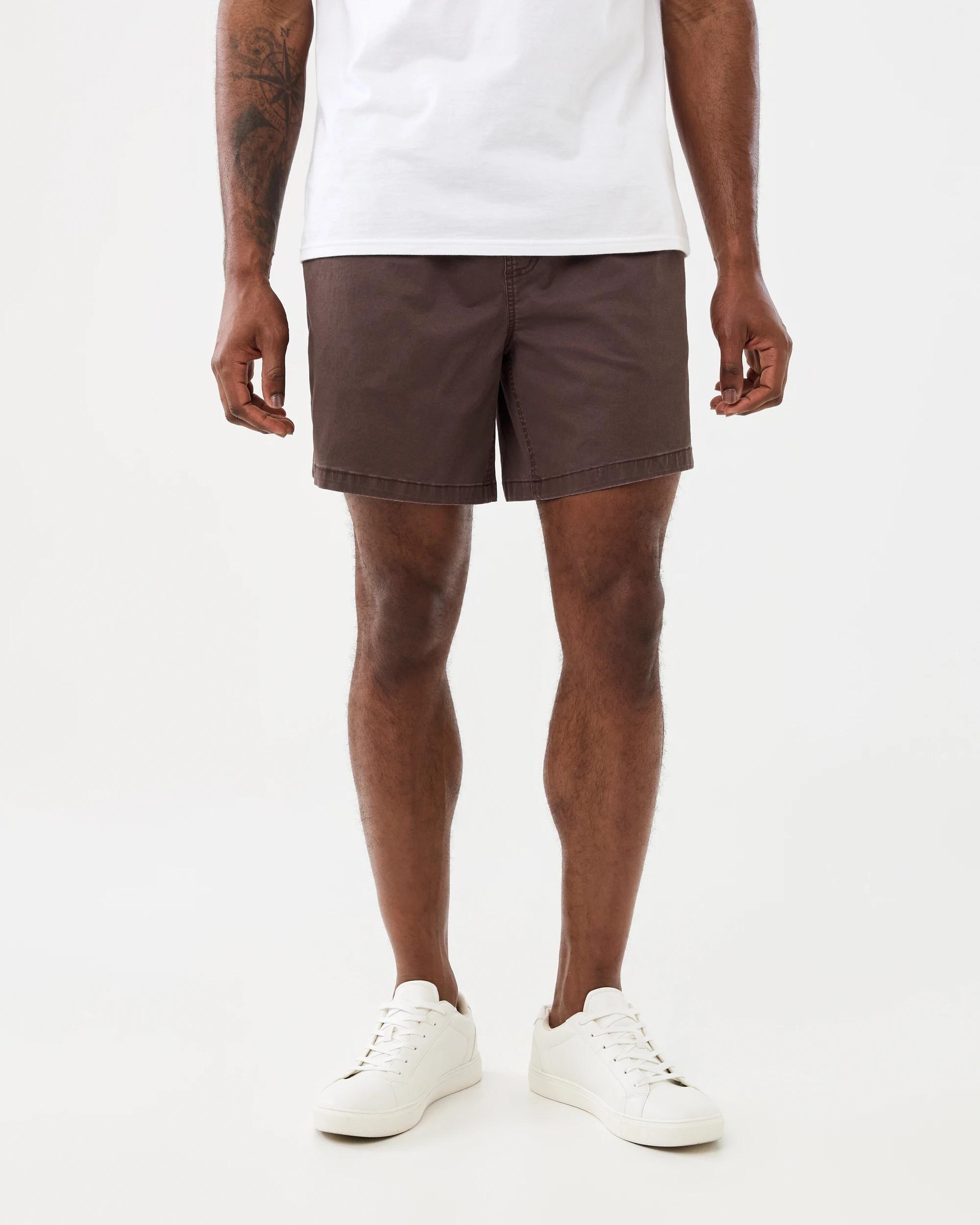 6 Elastic Waist Washed Volley Shorts Brn Mulch, 6 of 6