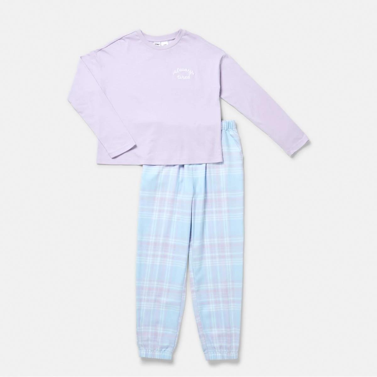 7 Knit Flannelette Pyjama Set Pur Slogan, 7 of 10