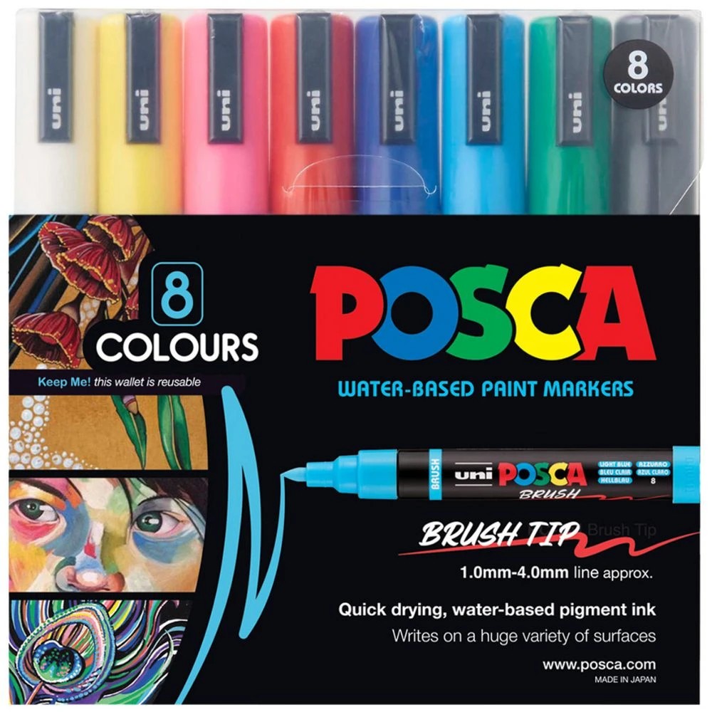 1 POSCA PC-5BR Brush Paint Marker 8 Pack, 1 of 1