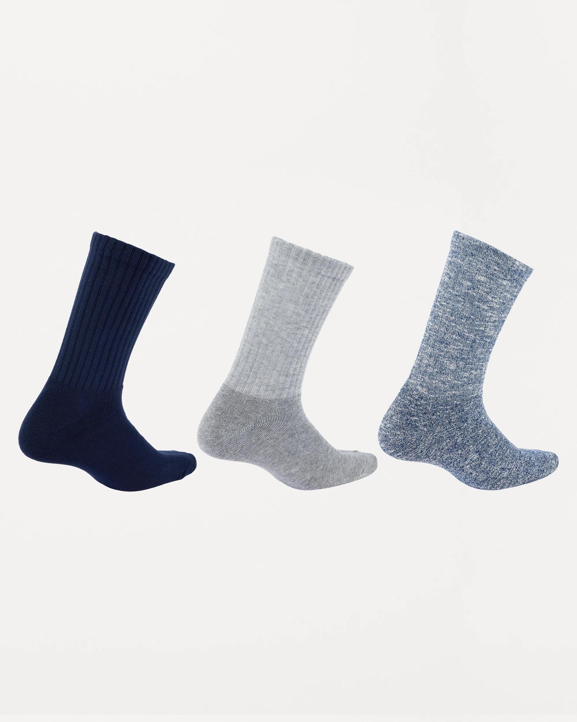 2 3 Pack Bamboo Rib Crew Socks Navy, 2 of 3