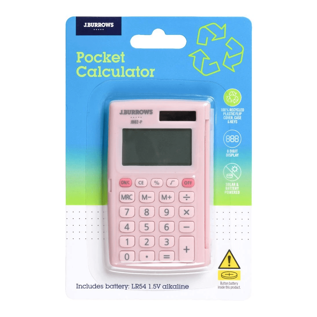 4 J.Burrows Pocket 8 Digit Calculator Pink, 4 of 5