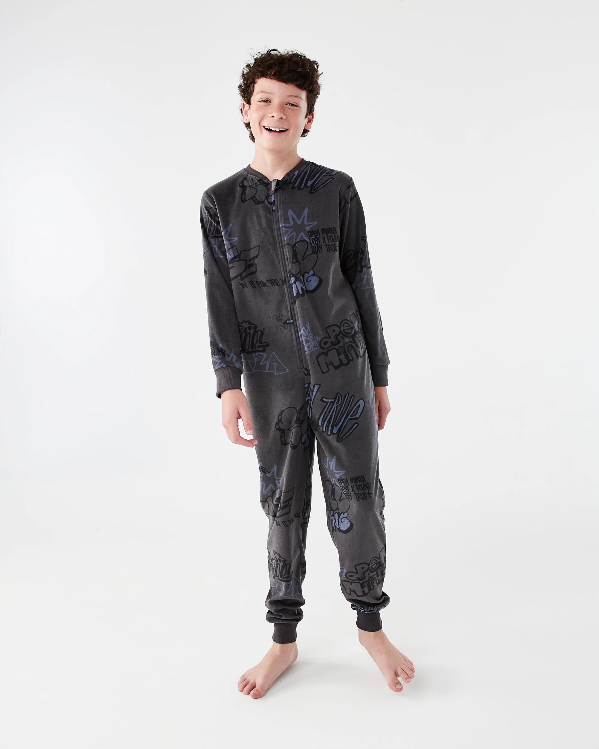1 Ribbed All-in-One Sleepsuit Gry Grfiti, 1 of 7