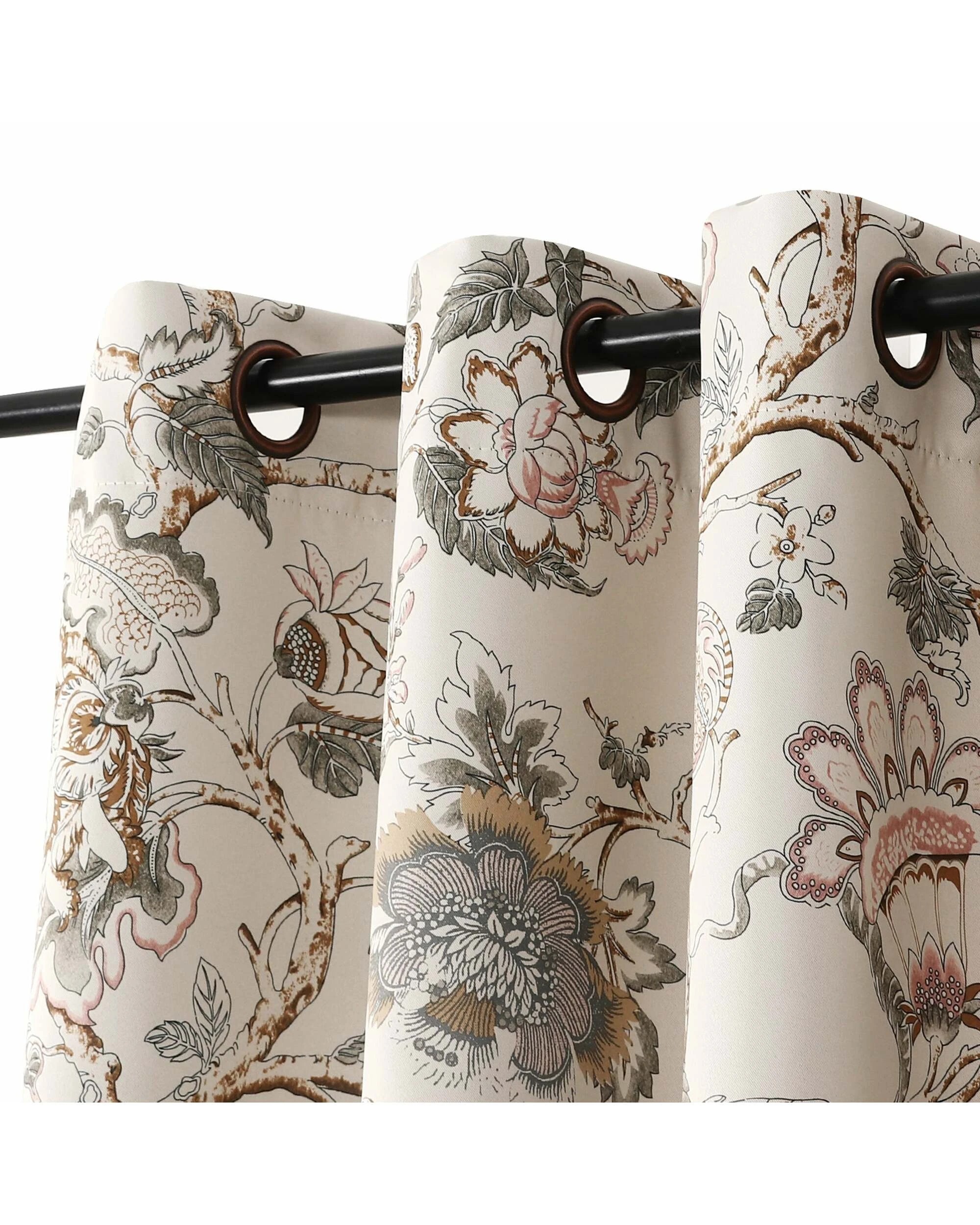 Smarcute Blockout Classic Floral Grommet Curtain - 2X 132x46cm - Multi ...