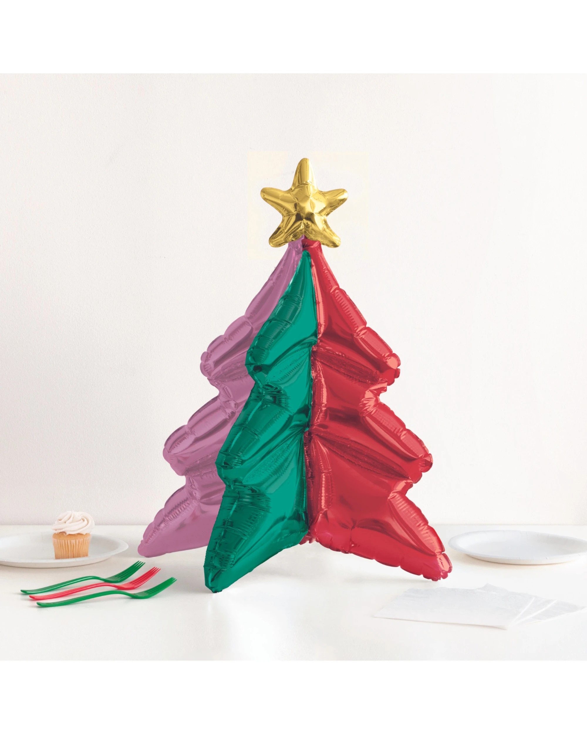 2 Meteor Vibrant Christmas Tree Air Fill Standing Balloon 55cm - Multi, 2 of 3