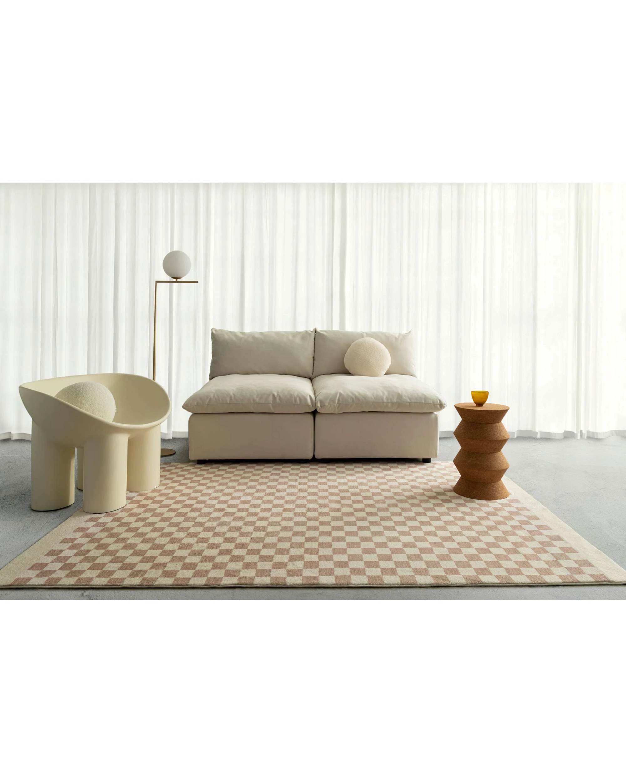 2 Loopsie Jazine Chequered Washable Rug-230cm x 160cm - White, 2 of 6