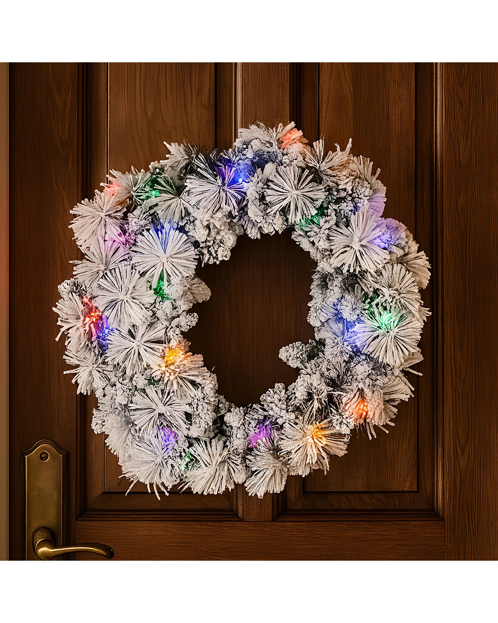 7 Christabelle 61cm Christmas Wreath Snowy Dorset Pine With Multi-function Led Lights Tree Door Decoration Ornament, 7 of 7
