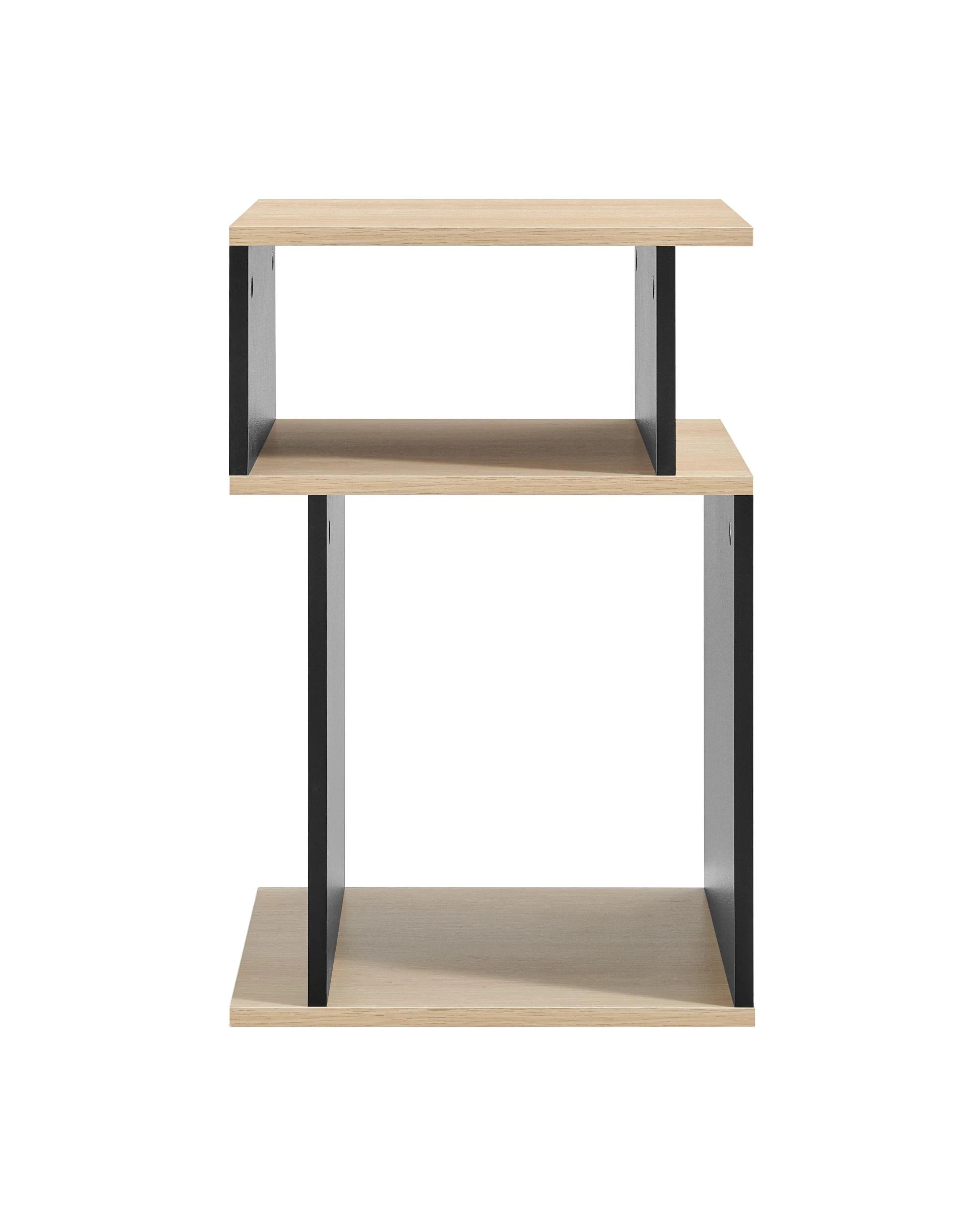 4 Kodu Small 2 Tier Side Table Storage Shelf Unit Oak Look - Black, 4 of 9