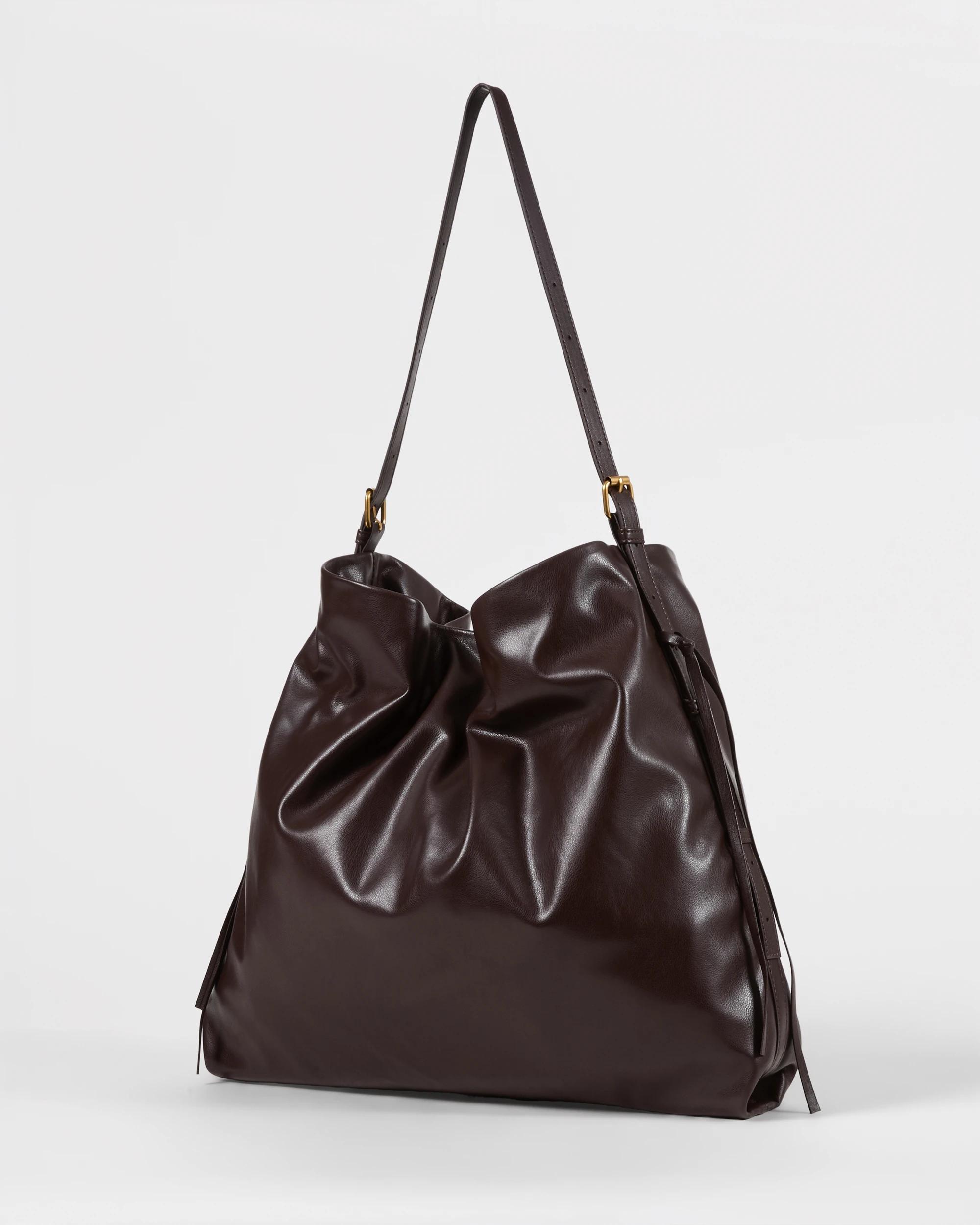 2 Slouchy Ruched Tote Bag Deep Fudge, 2 of 4