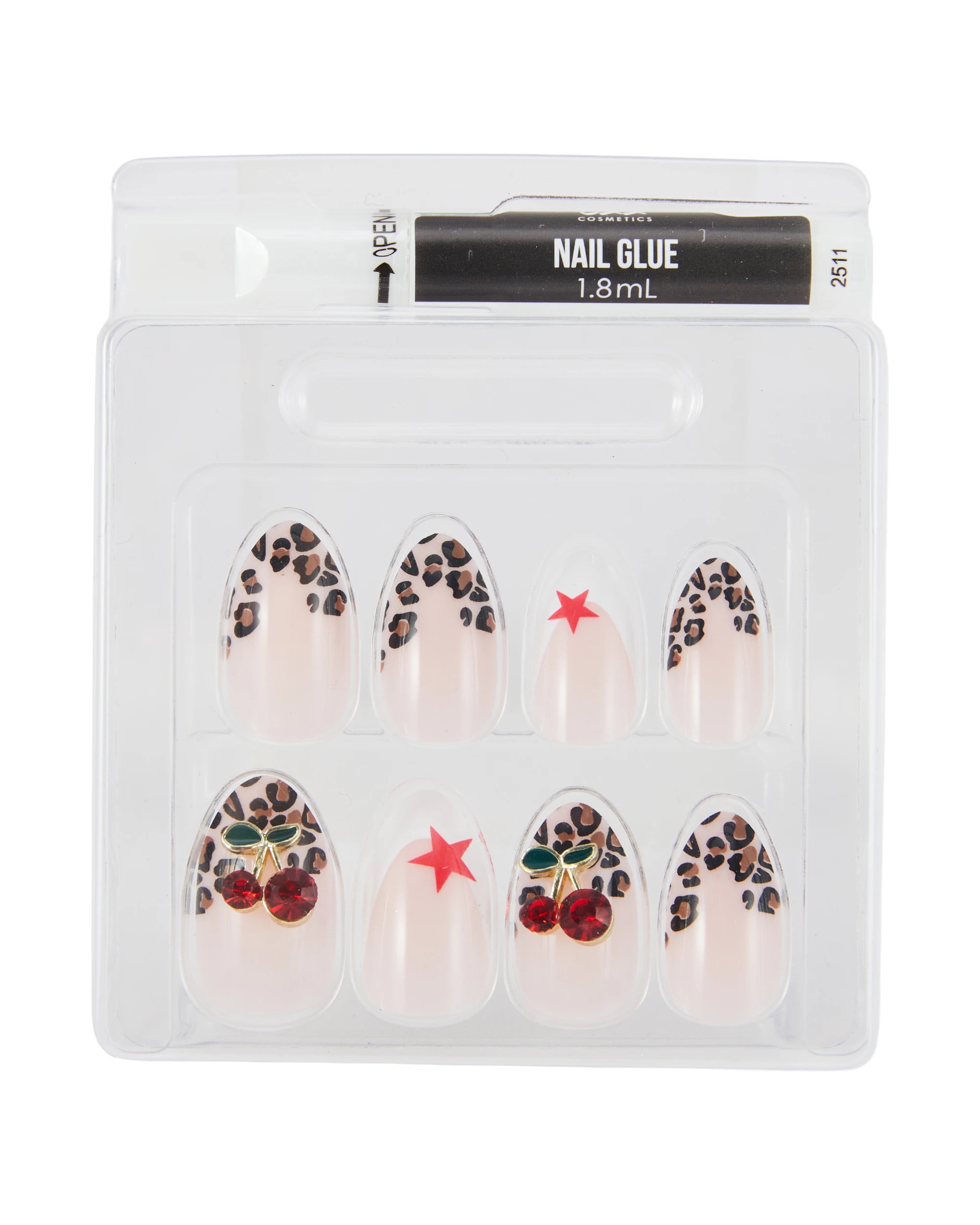 3 OXX Cosmetics 24 Pack Artificial Nails with Adhesive - Almond Shape, Leopard, 3 of 4