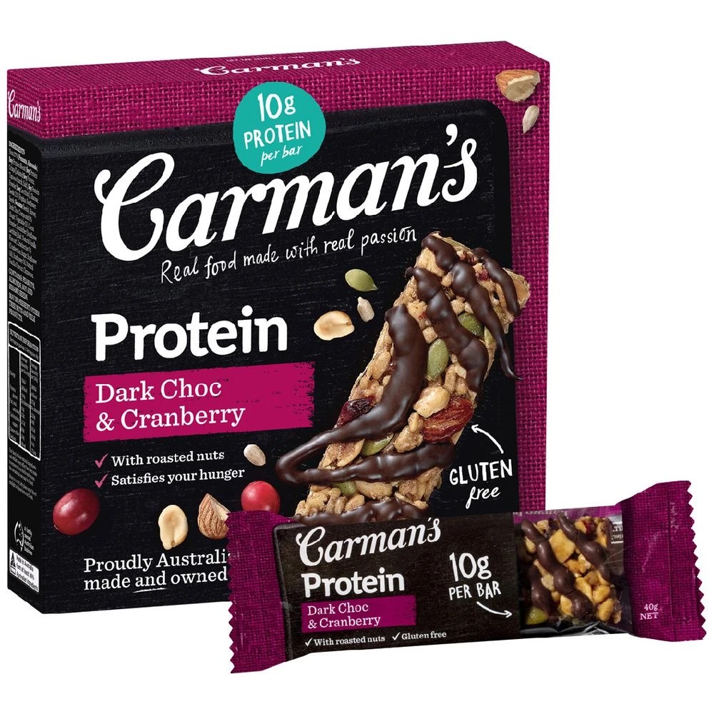 1 Carman's Protein Bar Dark Chocolate and Cranberry 5 Pack, 1 of 6