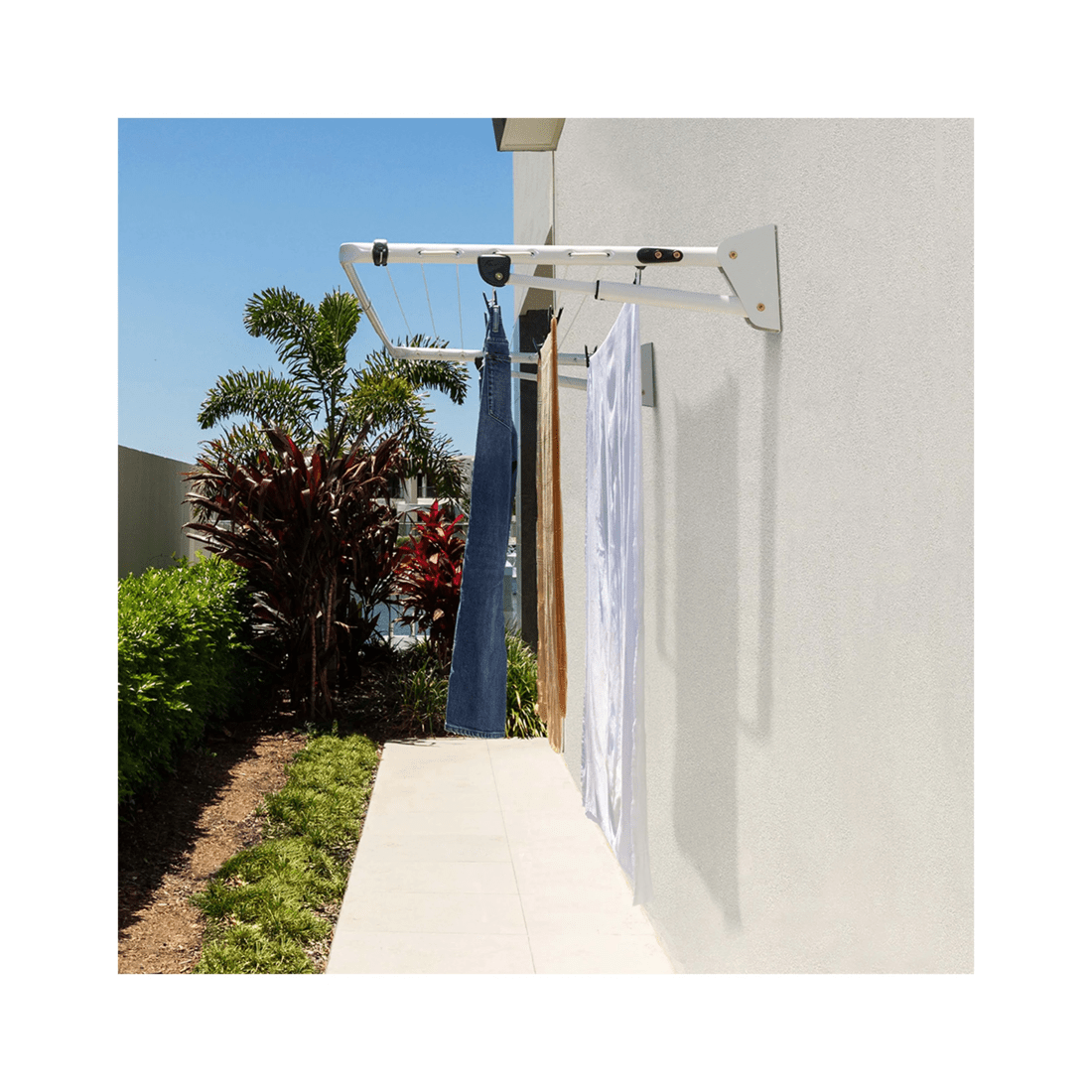 3 Hills Compact Folding Frame Outdoor Wall Mounted Clothesline Surfmist 240x85cm
 - White, 3 of 3