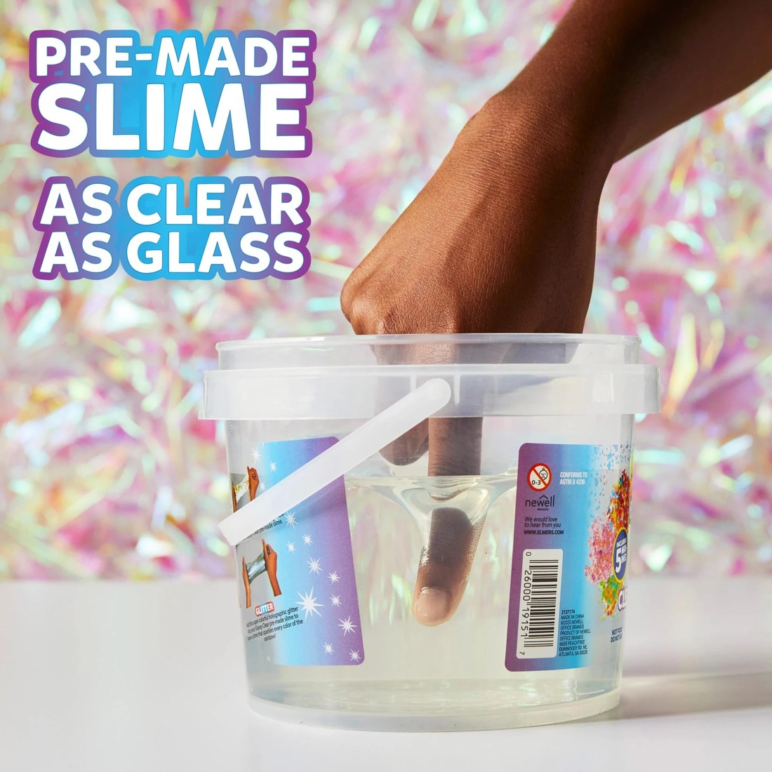5 Elmer's Gue Premade Slime Mix-ins, 1.41 L Bucket - Clear Glassy - White, 5 of 6