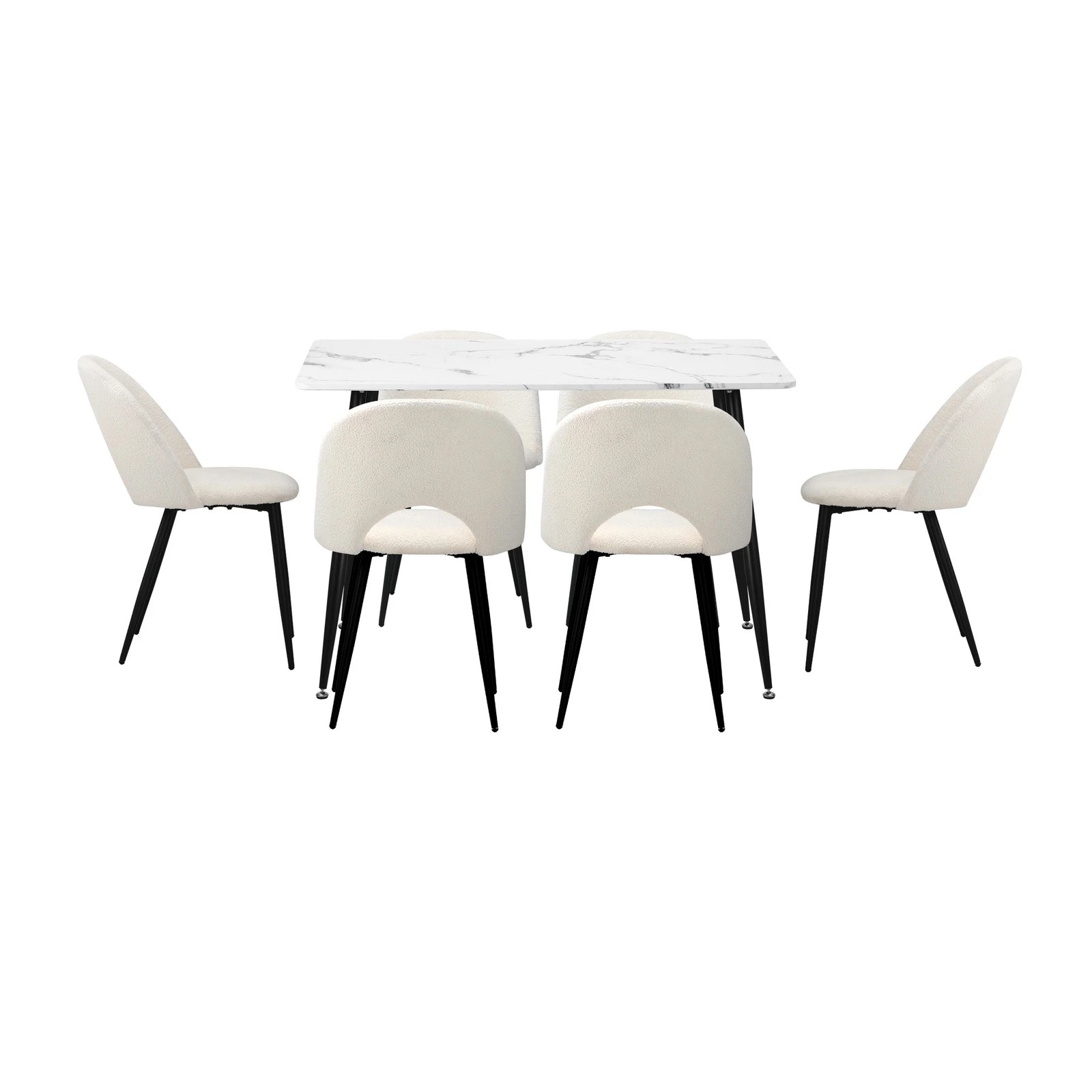 7 Oikiture 120cm Rectangle Dining Table with 6PCS Dining Chairs Sherpa - Multi, 7 of 9