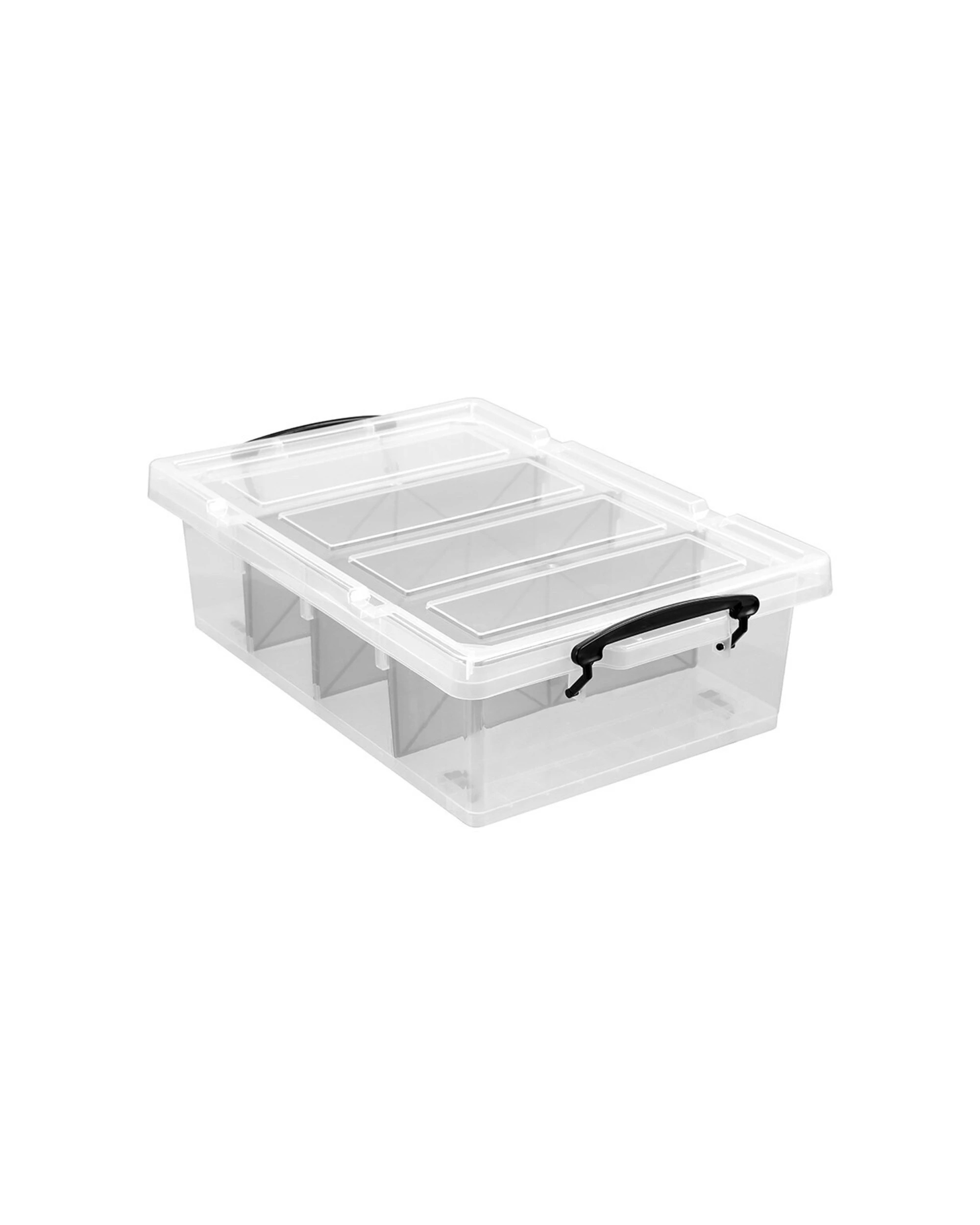 2 Boxsweden 2 Pack 57x38cm 25L 4 Section Compartment Storer Storage Container - - Plain, 2 of 5