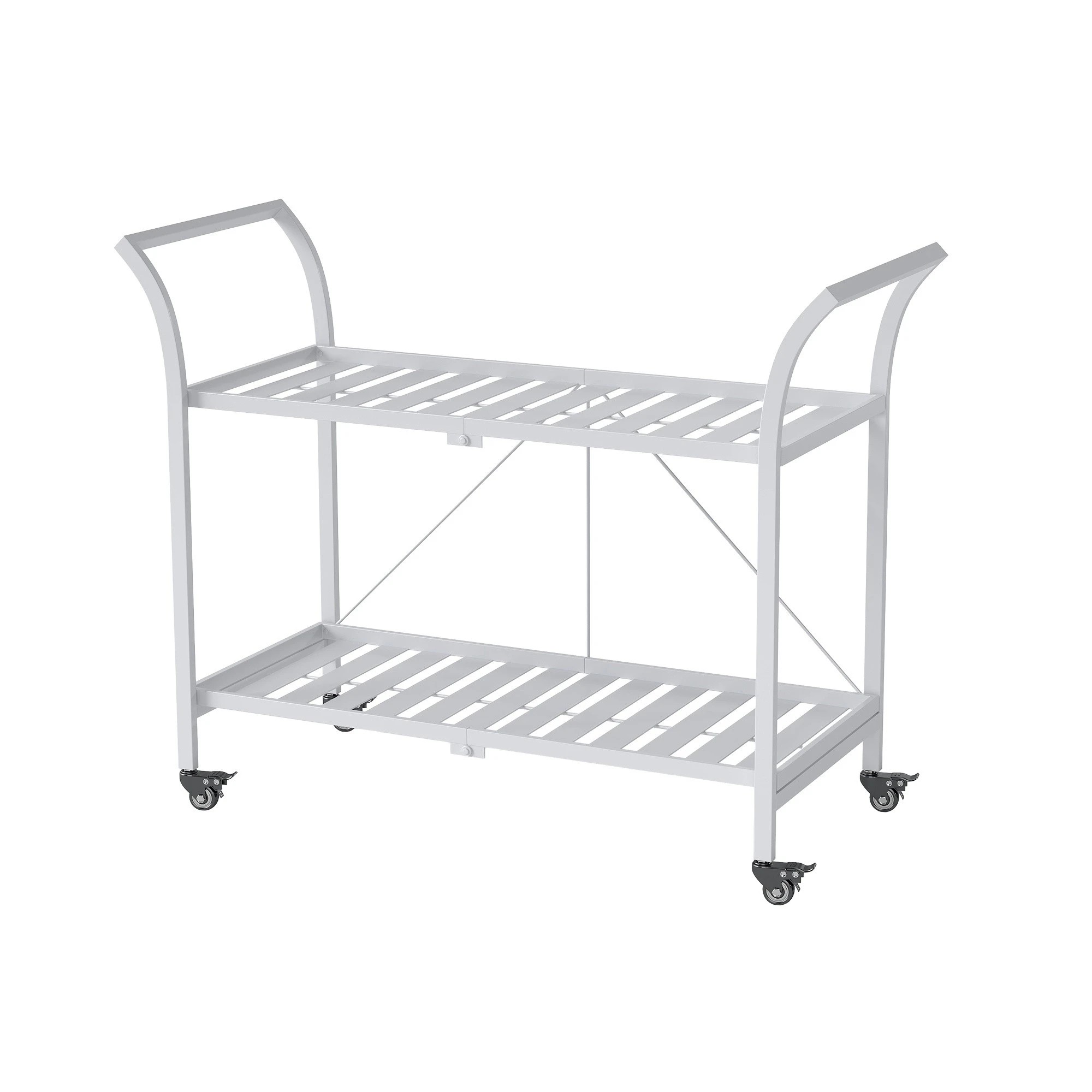 4 Hamptons 2 Tier Metal Bar Cart - White, 4 of 5