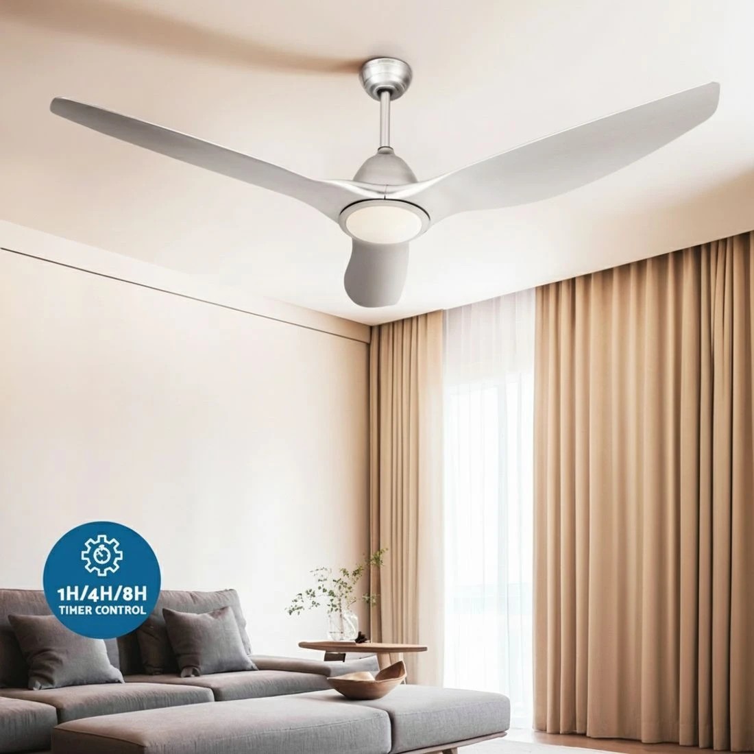 4 Devanti 64 Inch Ceiling Fan DC Motor w/Light w/Remote - Silver, 4 of 6