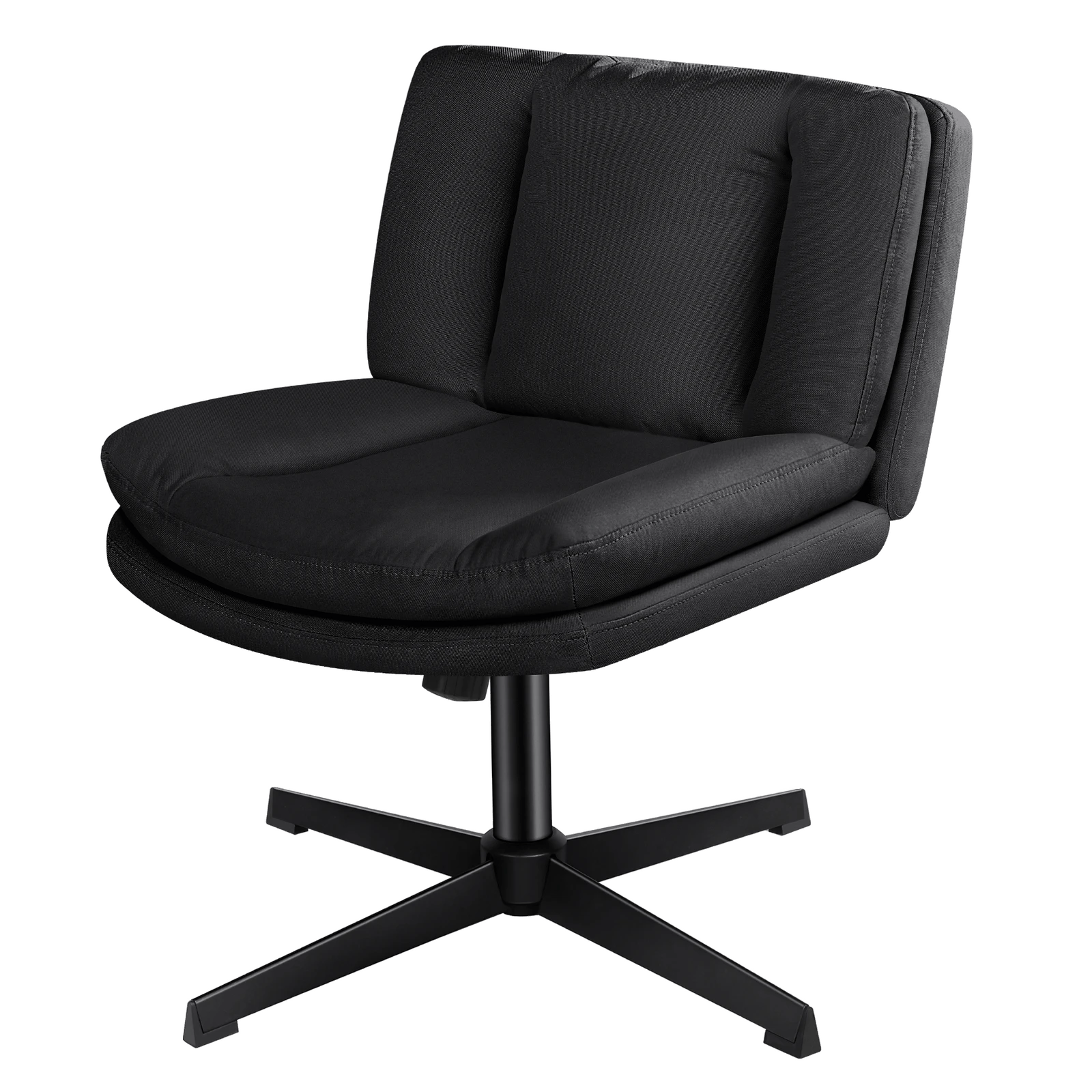 1 Alfordson Armless Office Desk Chair Mid Back Wide Seat Fabric - Black, 1 of 7