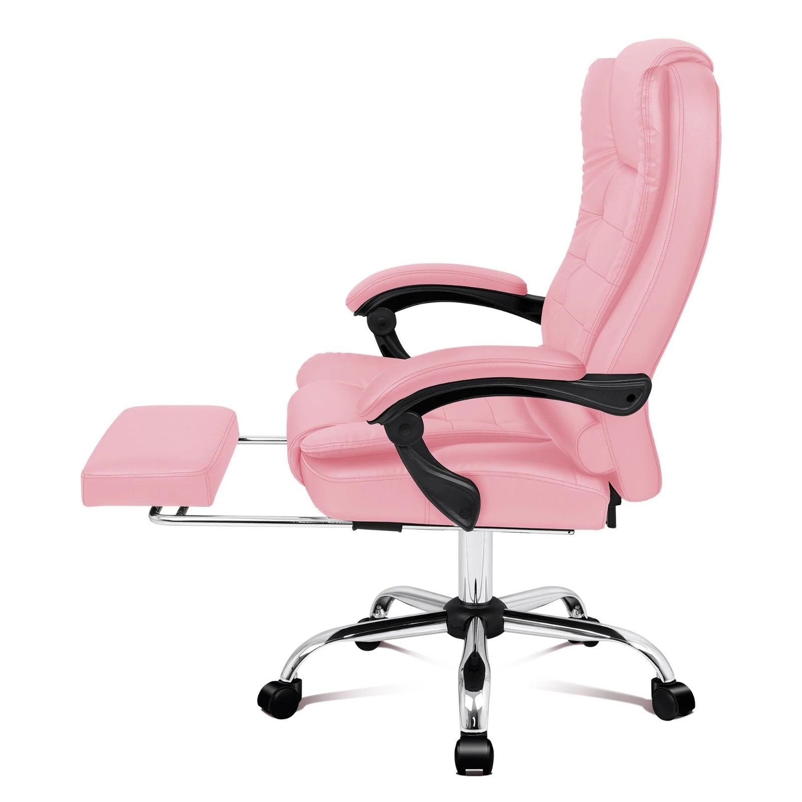3 Alfordson Office Chair Gaming Executive Computer Racer Footrest PU Leather Seat - Pink, 3 of 10