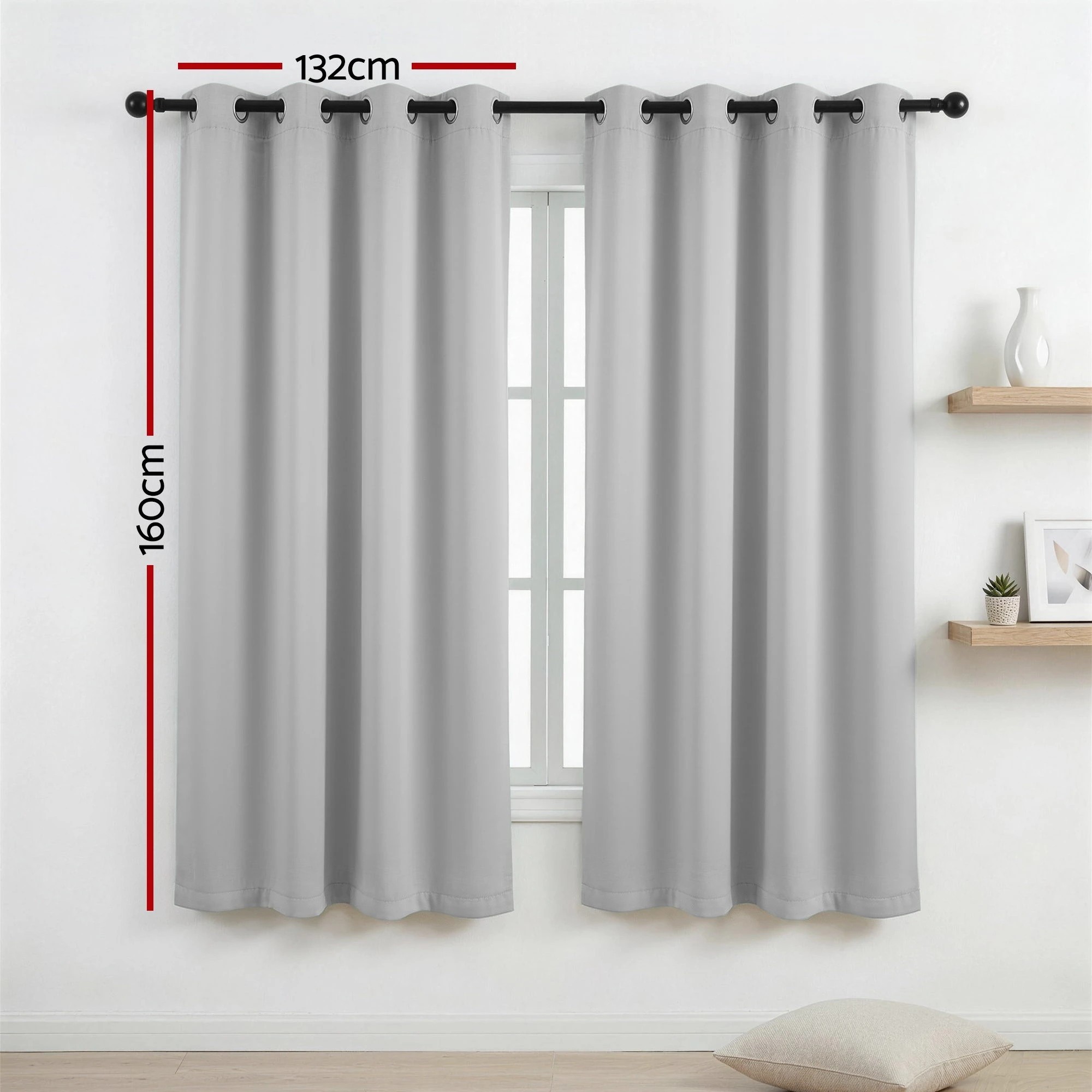 2 Artiss Blockout Curtains 2X 132x160cm Thermal Insulated Eyelet Drapes - Grey, 2 of 4
