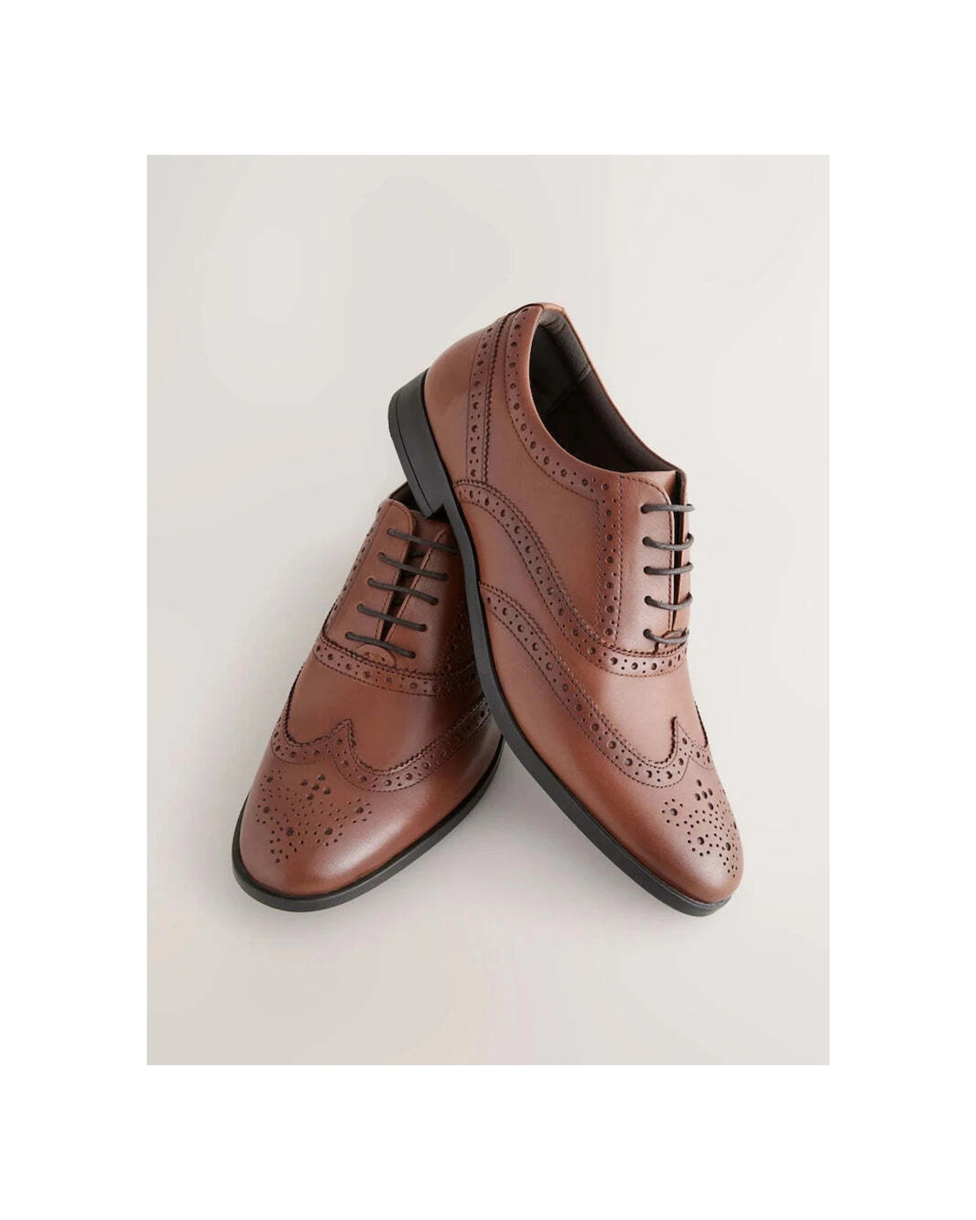 4 Firetrap Spencer Leather Laced Oxford Brogue Shoes - 9 - Brown, 4 of 5