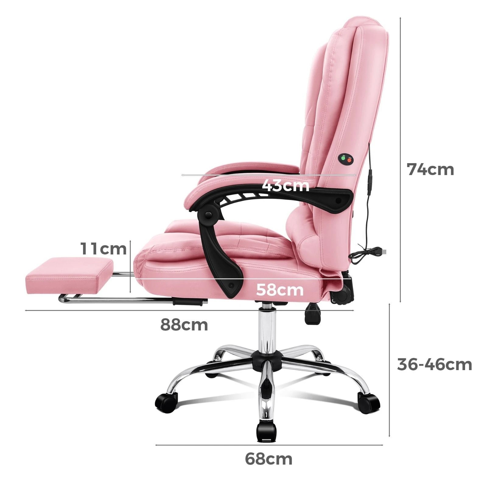 4 Alfordson Massage Office Chair Gaming Seat Executive Racing Leather Computer - Pink, 4 of 10
