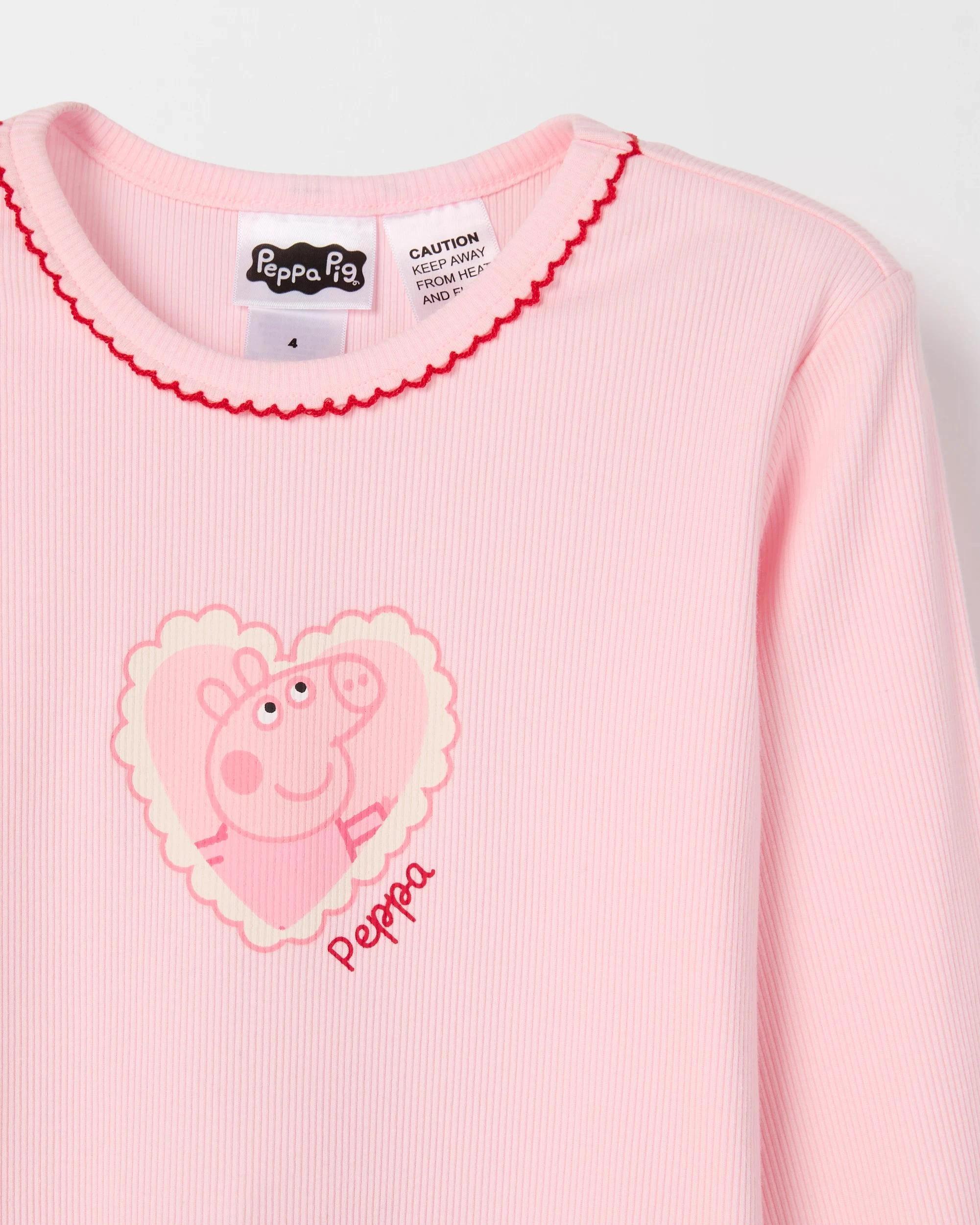 6 Peppa Pig Australian Cotton Younger Girls Rib Pyjama Set PEPPA, 6 of 8