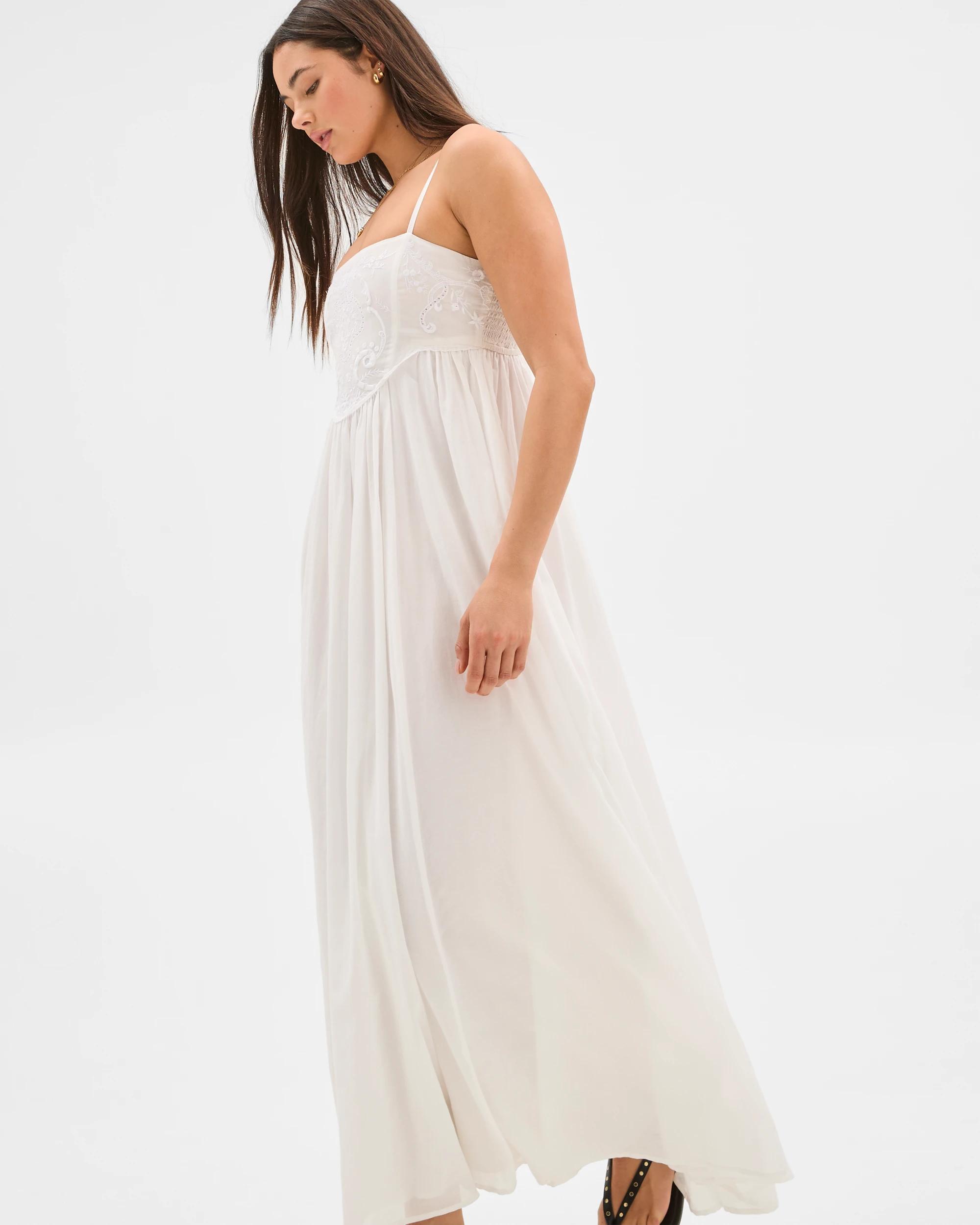 5 Lily Loves Embroidered Babydoll Maxi Dress - White, Cotton-rich WHITE, 5 of 6