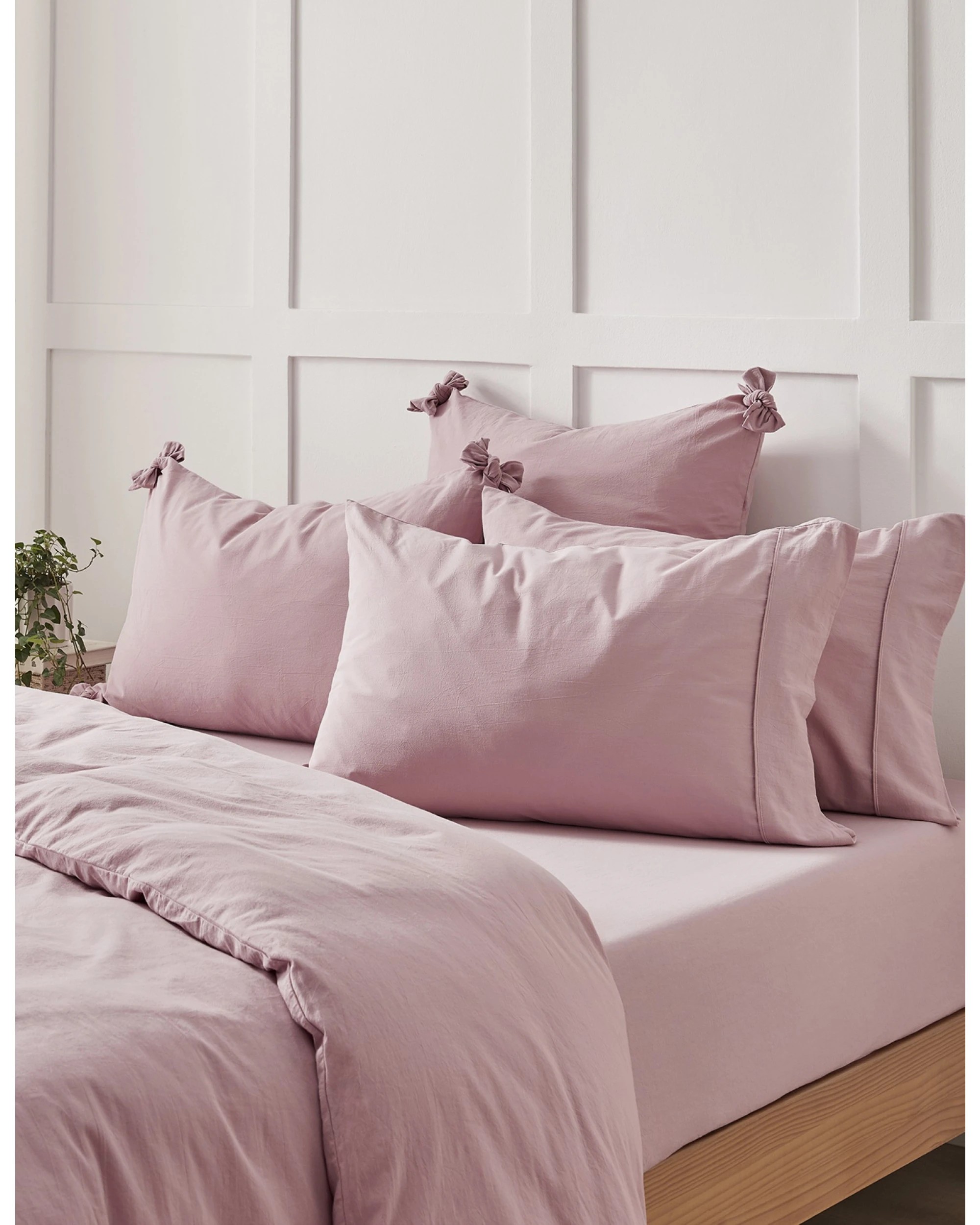 6 Dreamaker Bonnie Washed Cotton Fitted Sheet Set - King Bed - Pink Pearl, 6 of 6