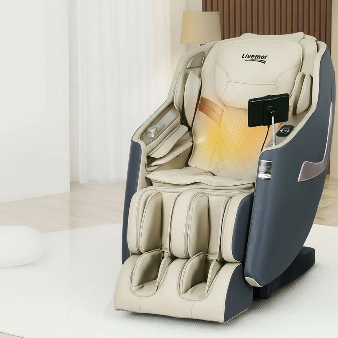 5 Livemor Massage Chair Electric Recliner Home Massager 3D Opal - Grey, 5 of 6