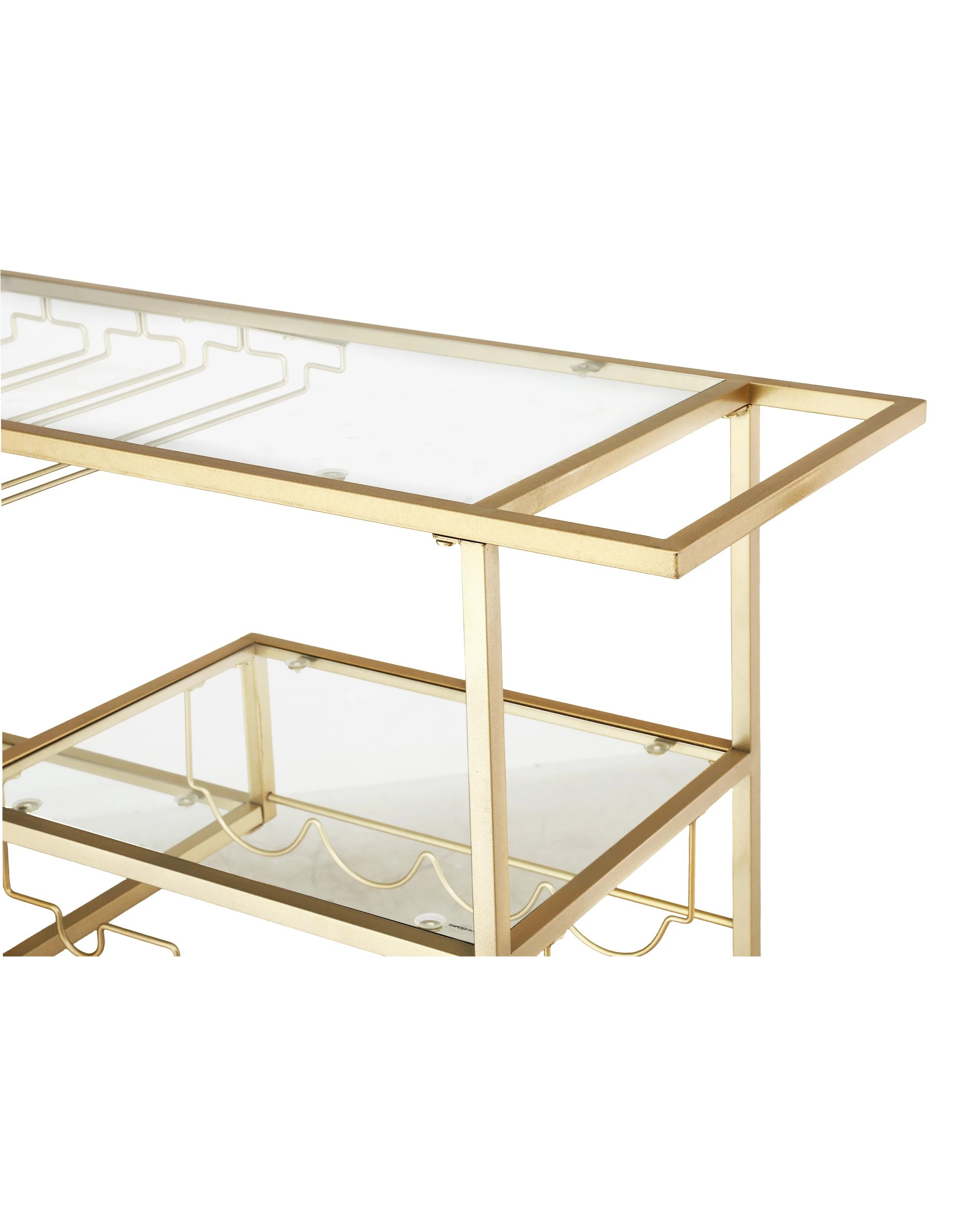 5 Artiss Bar Cart Drink Trolley Serving Cocktail Wine Rack Glass Holder 102cm - Gold, 5 of 8