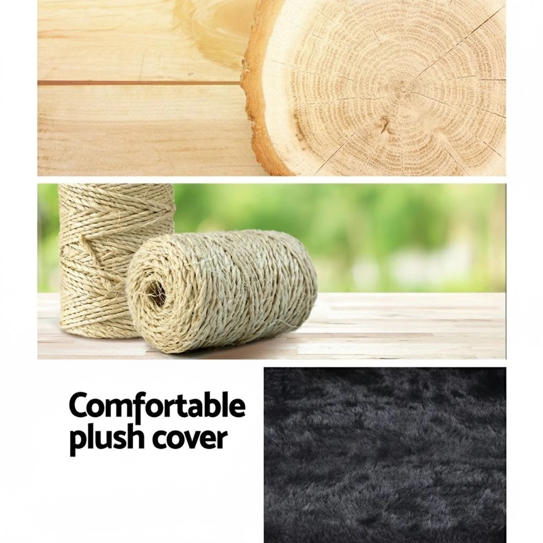 6 i.Pet Cat Tree 140cm Tower Scratching Post Scratcher Trees Toys Condo Bed - Grey, 6 of 6