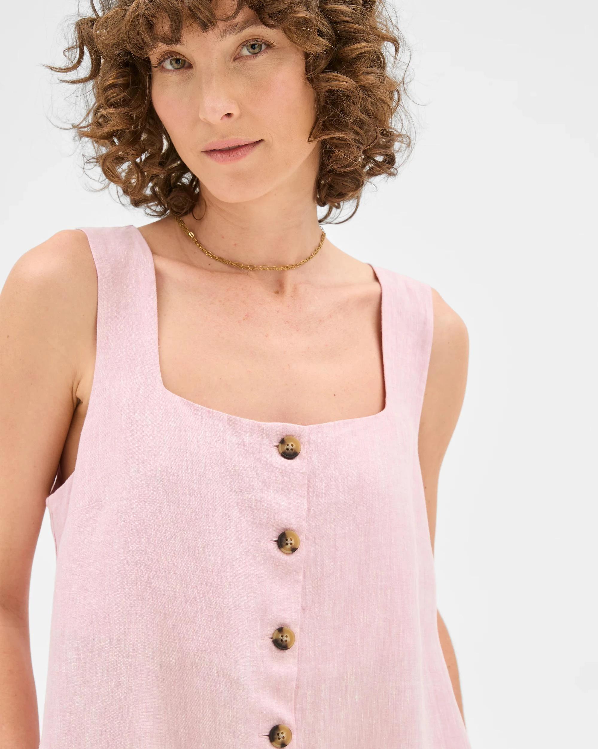 4 Target Woman European Linen Sleeveless A-Line Mini Dress PRETTY PINK X-DYE, 4 of 6