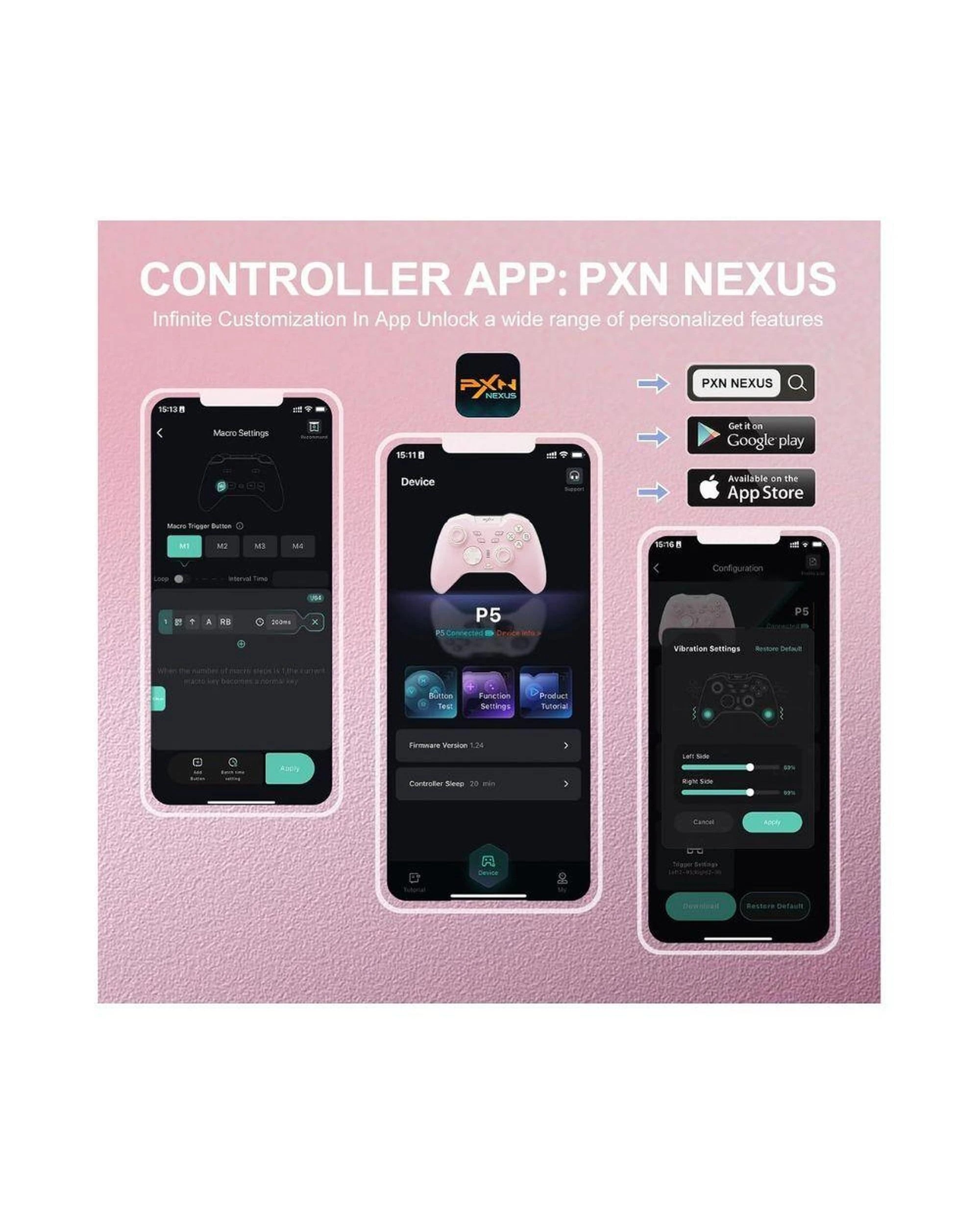 7 PXN P5 Wireless Gaming Controller 1000Hz Hall for PC Switch iOS Android Pink, 7 of 8