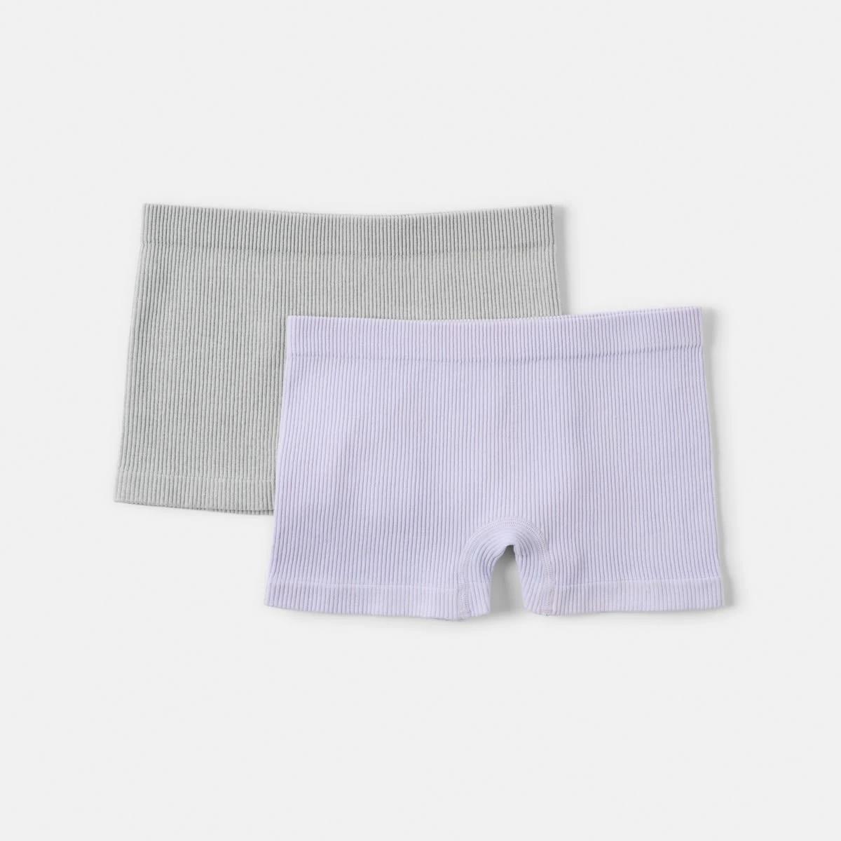 1 2 Pack Rib Seamfree Shortie PURPLE GREY MARLE, 1 of 4