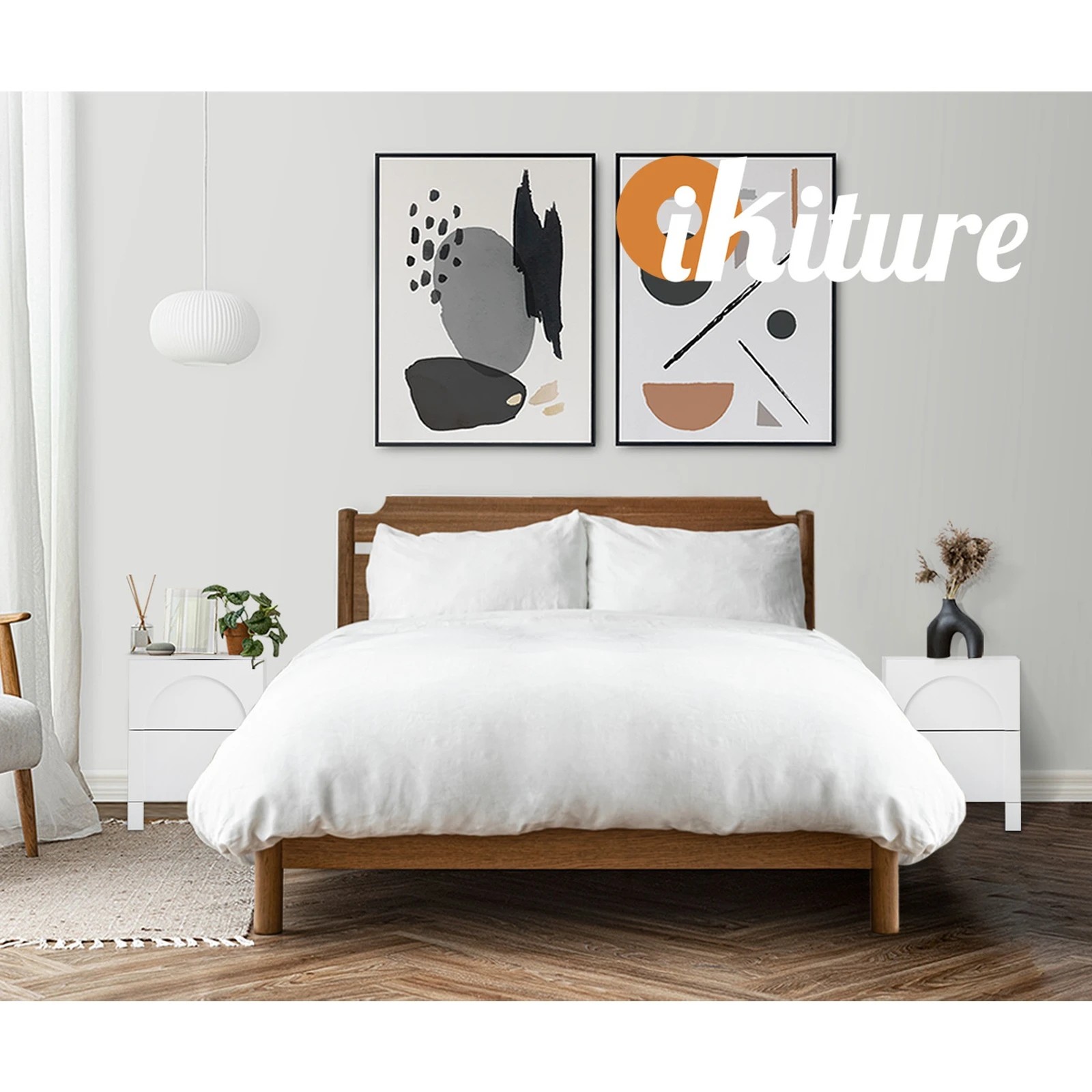 5 Oikiture Bedside Table 2 Drawers Side Table Storage Cabinet Nightstand
 - White, 5 of 10